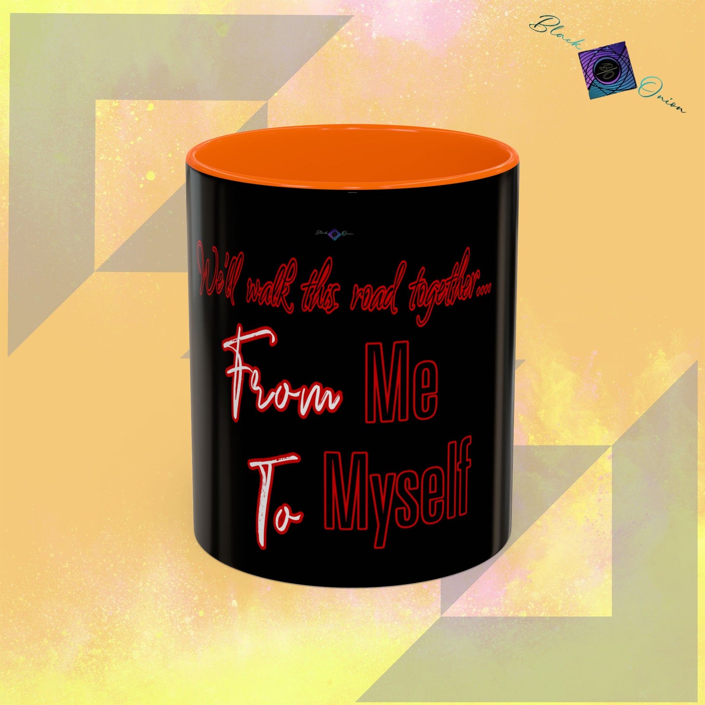 BlackOnion Coffee Mug - 11oz with Workout Motif ‘We’ll walk this road together’🔥💪🫵