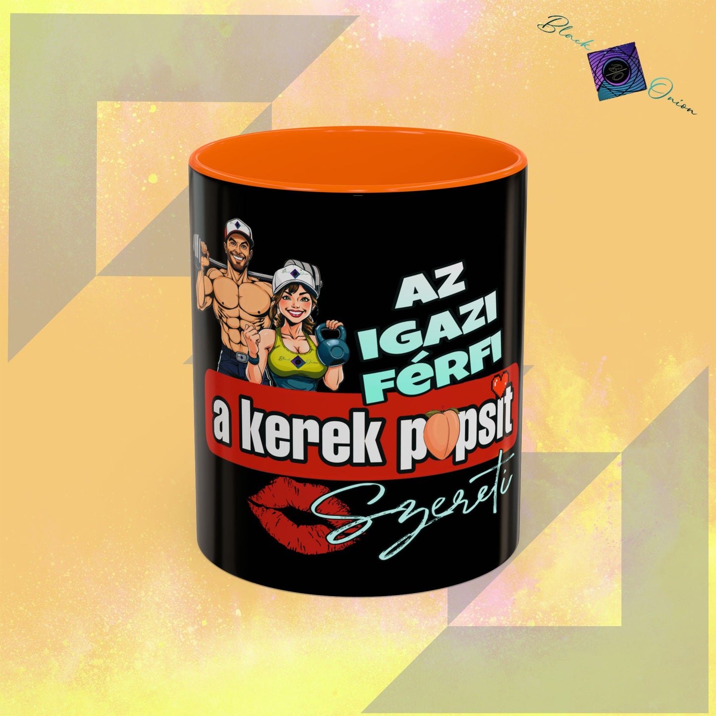 BlackOnion Coffee Mug - 11oz with Workout Motif ‘Az igazi férfi’🔥💪🫵