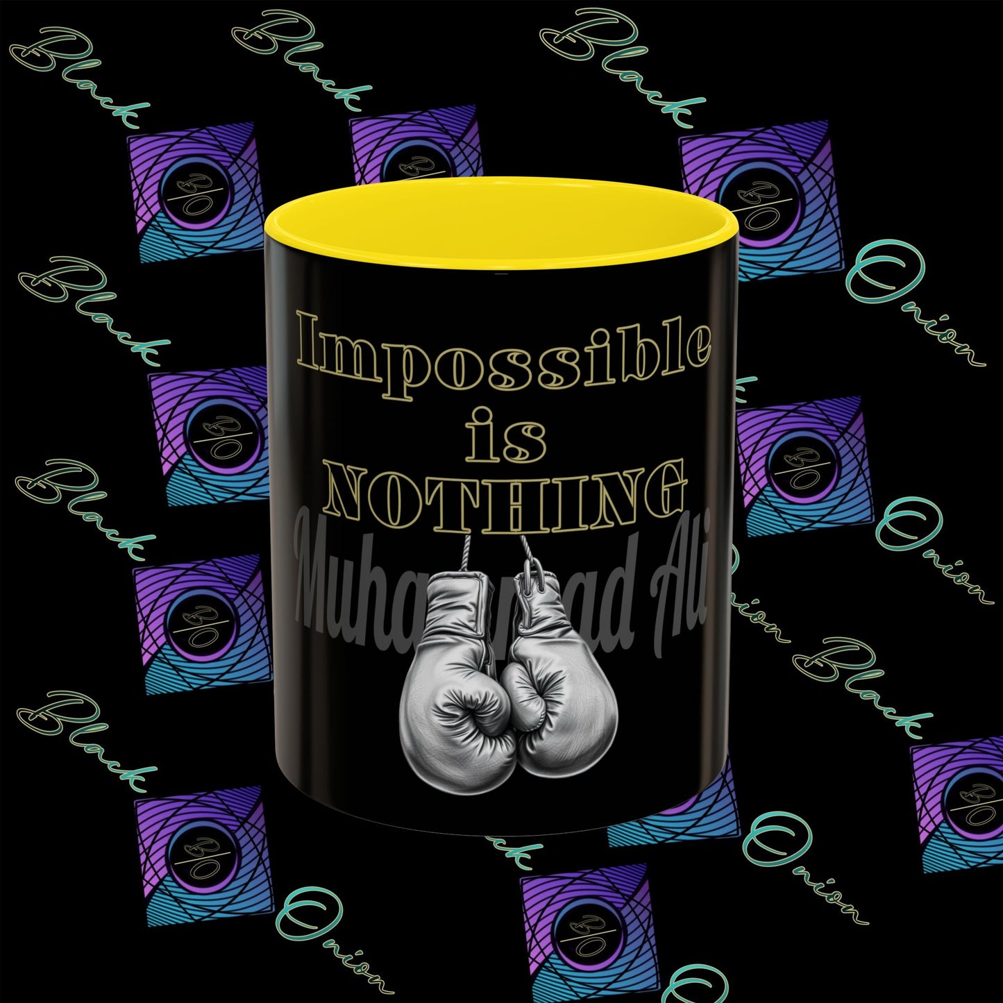 BlackOnion Coffee Mug - 11oz with Workout Motif ‘Impossible is nothing’🔥💪🫵