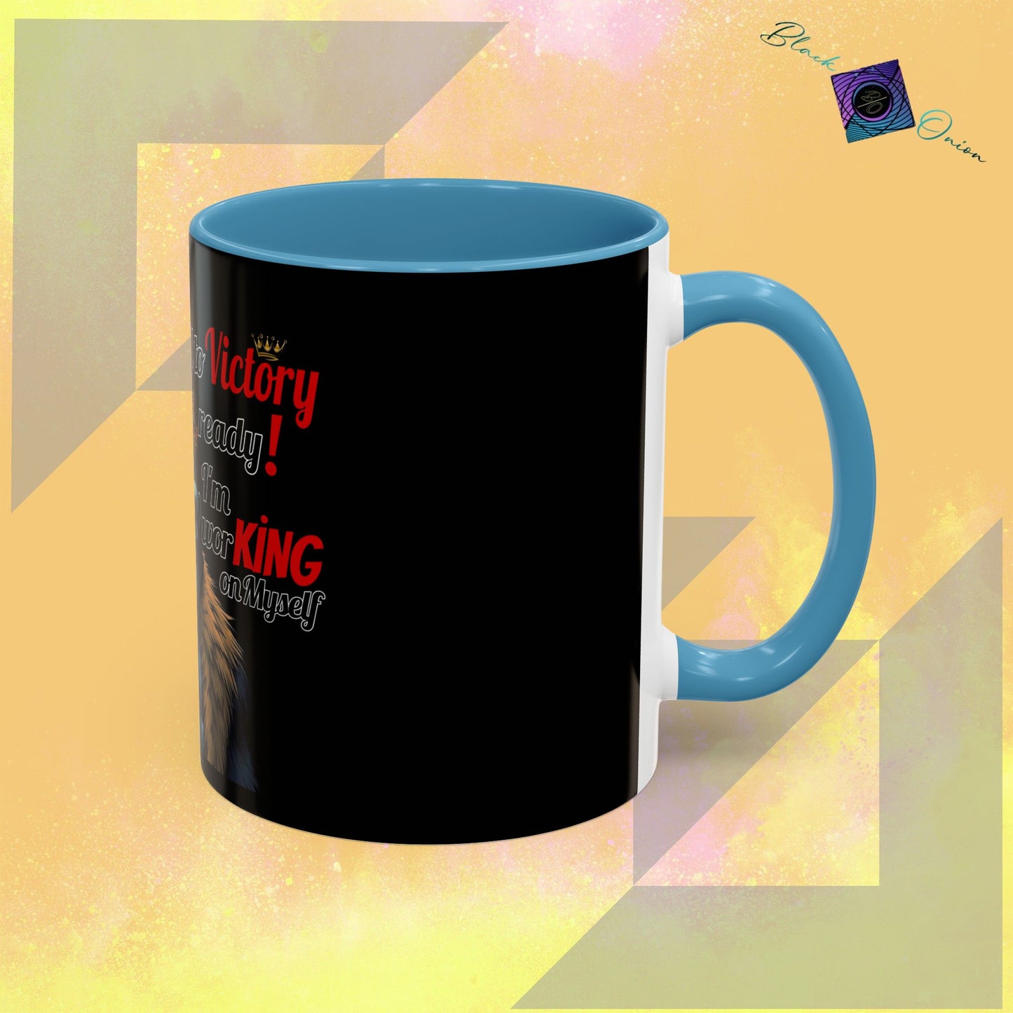 BlackOnion Coffee Mug - 11oz with Workout Motif ‘Victory 👑’🔥💪🫵