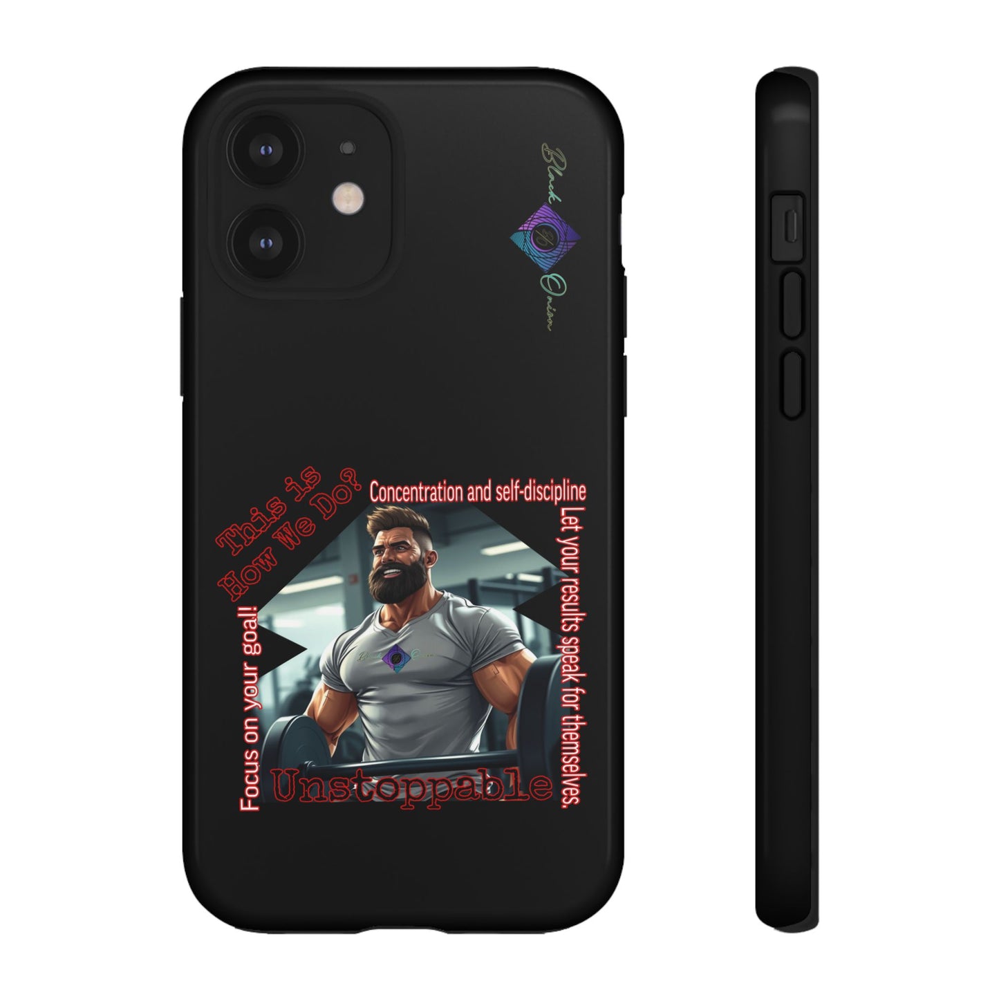 BlackOnion Brand New Phone Case - with Motivational Workout Motif’Unstoppable ‘💪🔥🫵