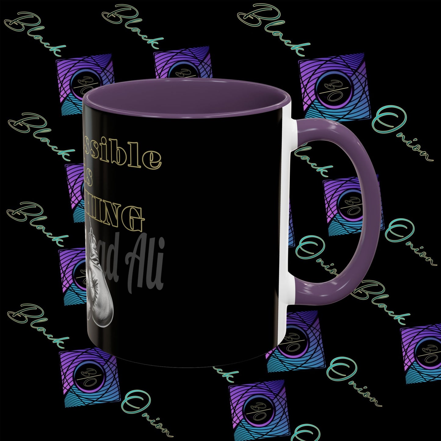 BlackOnion Coffee Mug 2 with Workout Motif ‘Impossible is NothingV2’🫵🔥💪