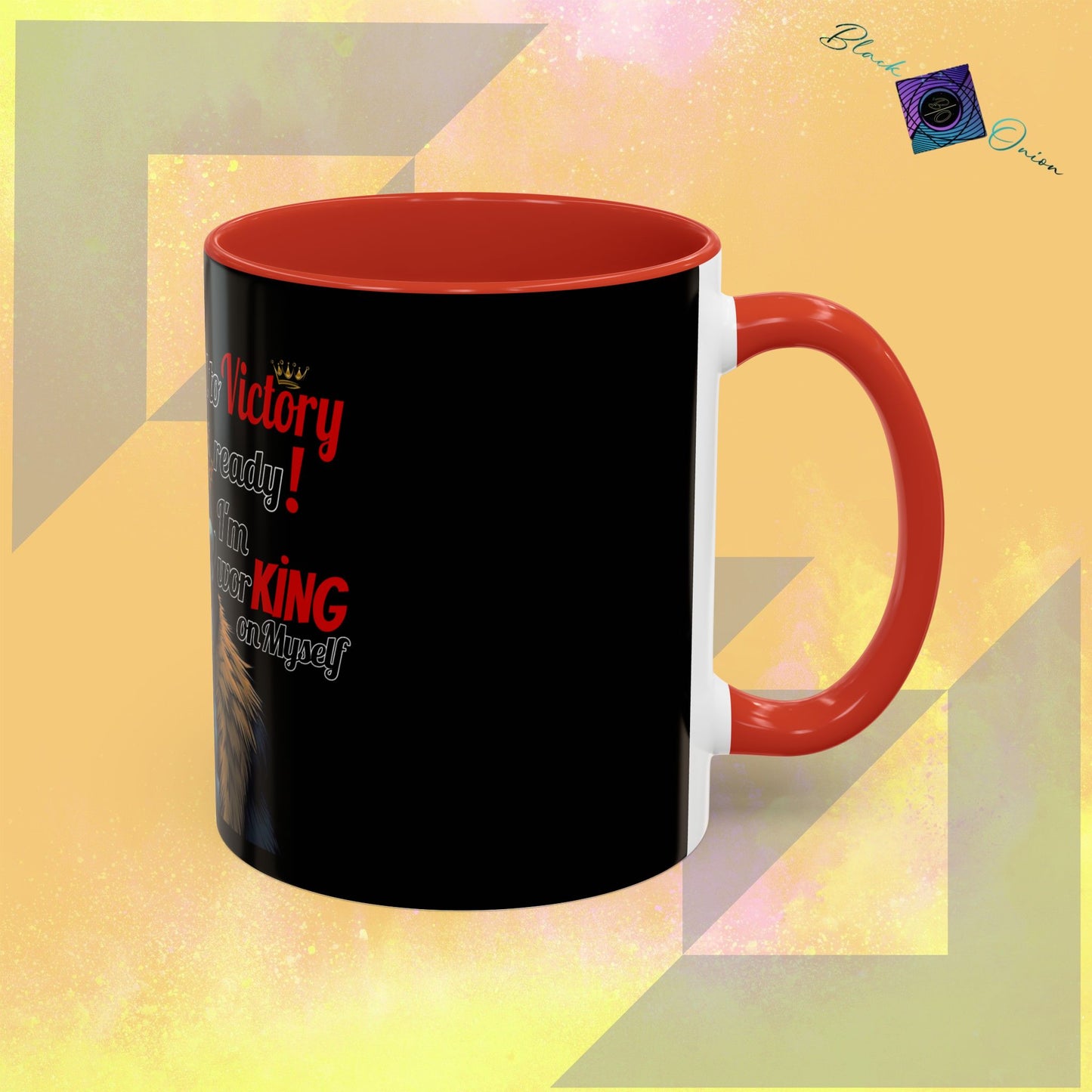 BlackOnion Coffee Mug - 11oz with Workout Motif ‘Victory 👑’🔥💪🫵