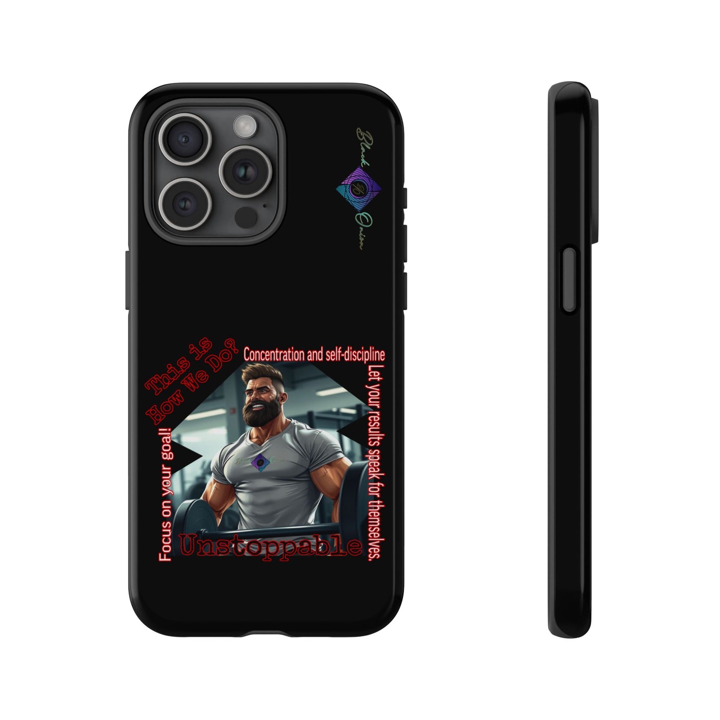 BlackOnion Brand New Phone Case - with Motivational Workout Motif’Unstoppable ‘💪🔥🫵