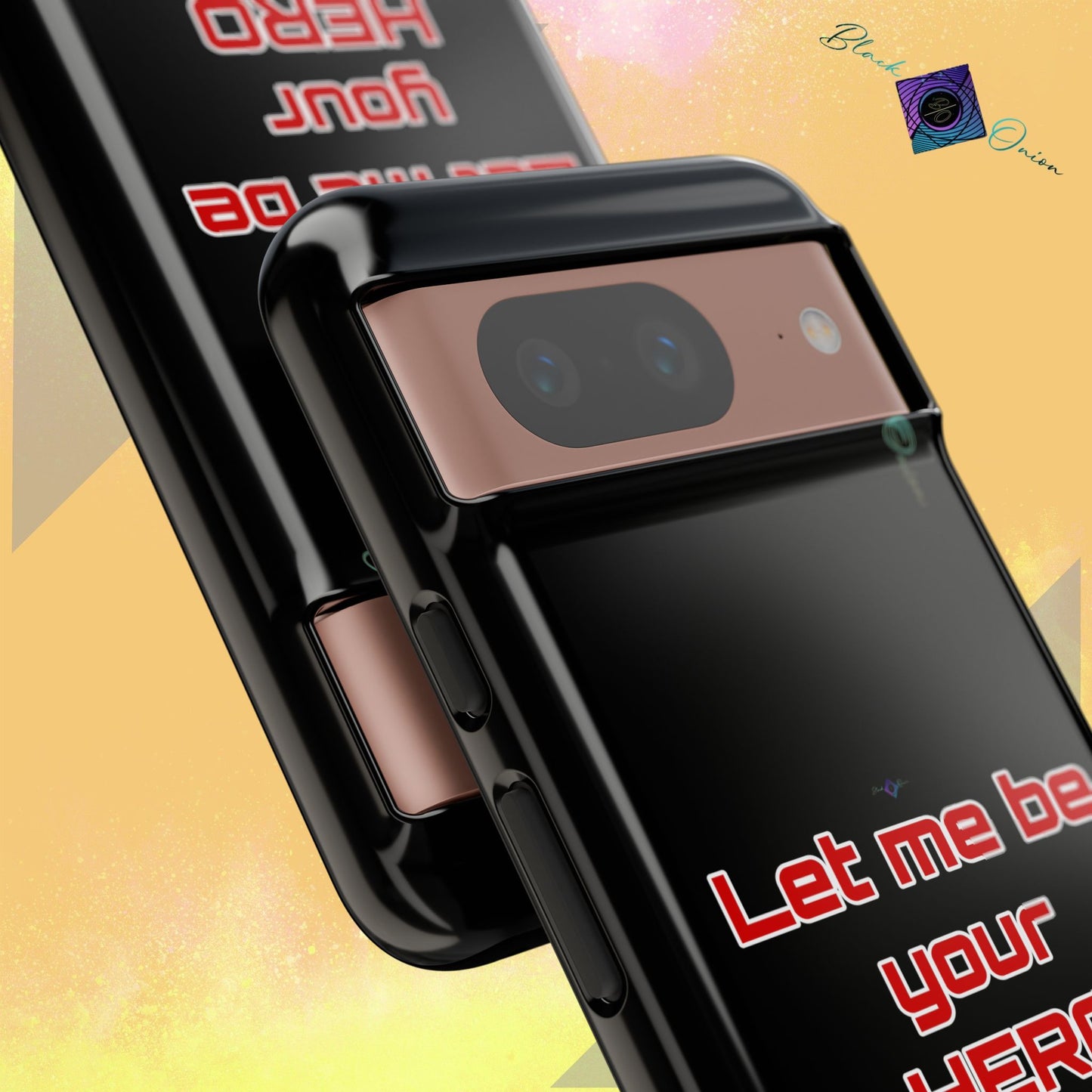 BlackOnion Brand New Phone Case - with Motivational Workout Motif’Let me be your Hero ‘💪🔥🫵