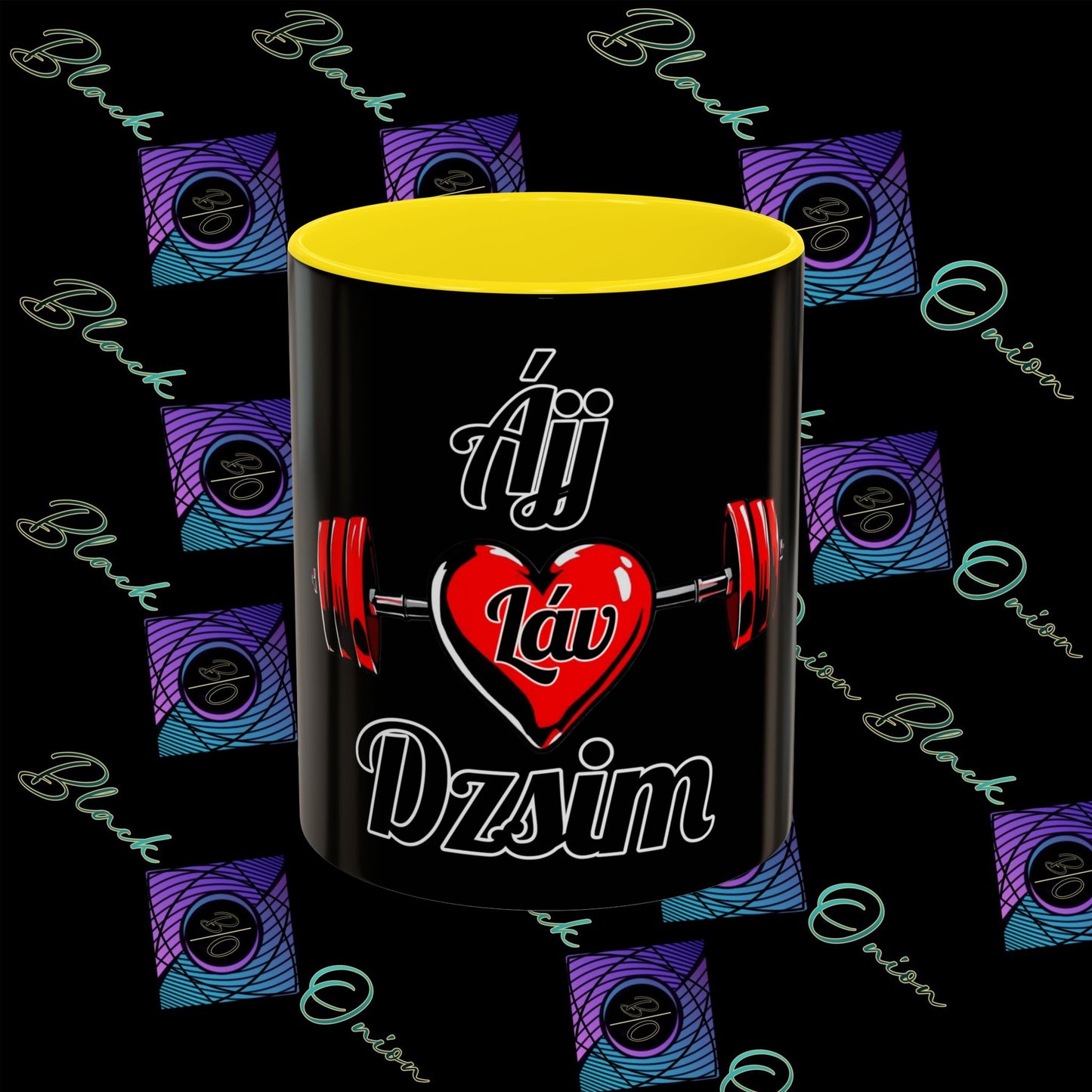 BlackOnion Coffee Mug Serial 2 with Workout Motif ‘ÁjjLávDzsim ’🫵🔥💪