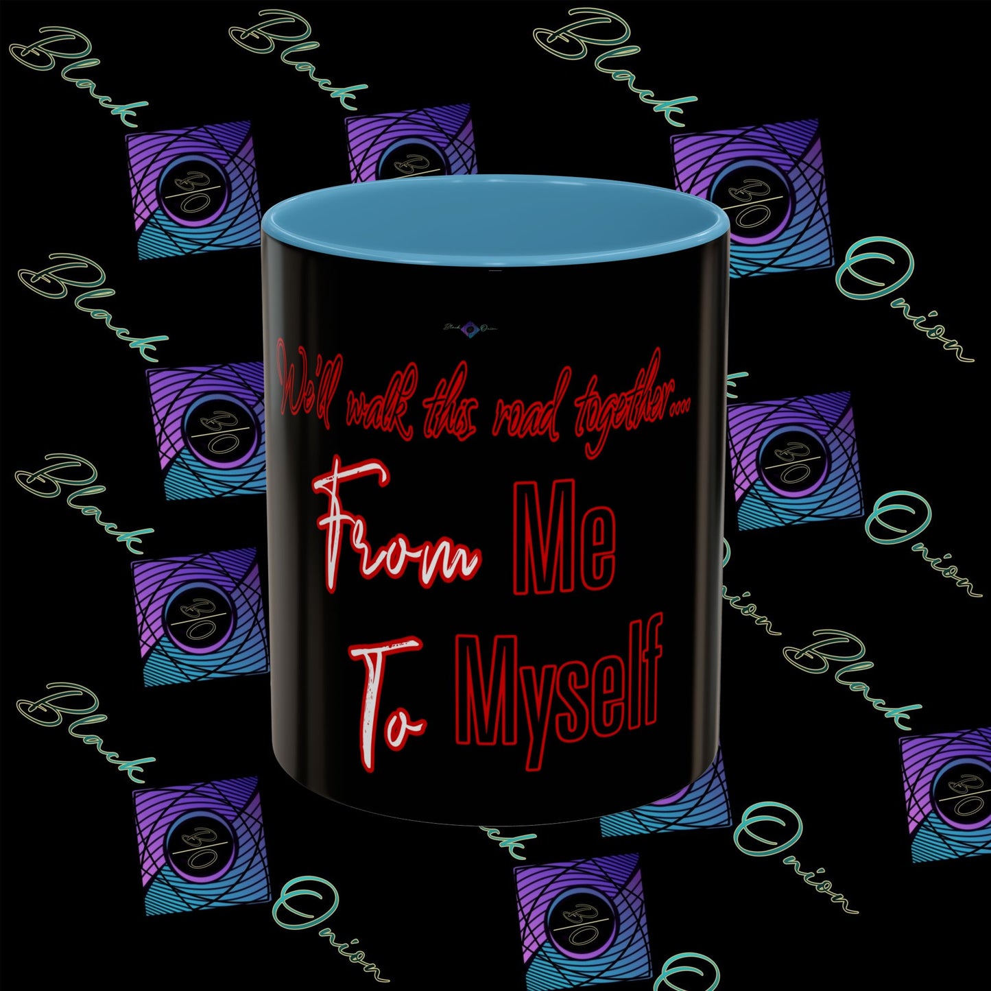 BlackOnion Coffee Mug - 11oz with Workout Motif ‘We’ll walk this road together’🔥💪🫵