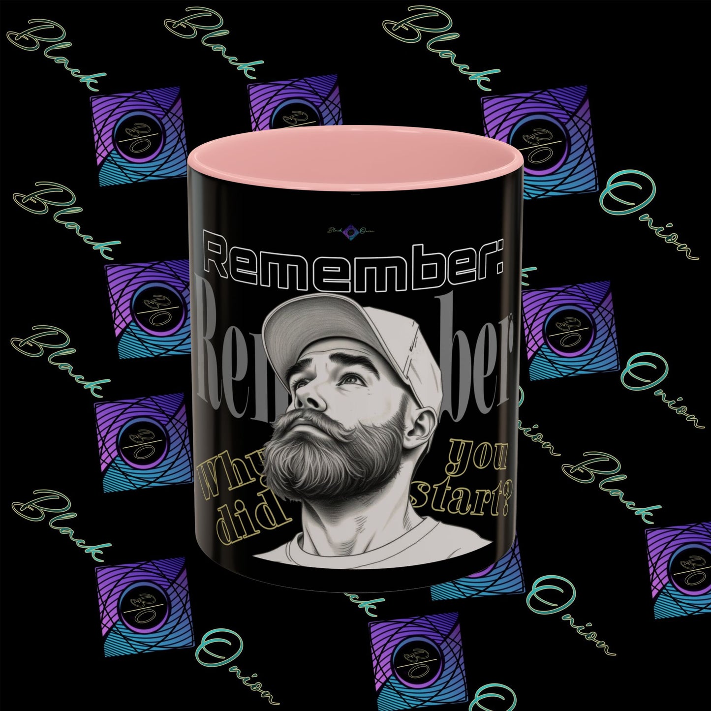 BlackOnion Coffee Mug 2 with Workout Motif ‘Remember V2’🫵🔥💪