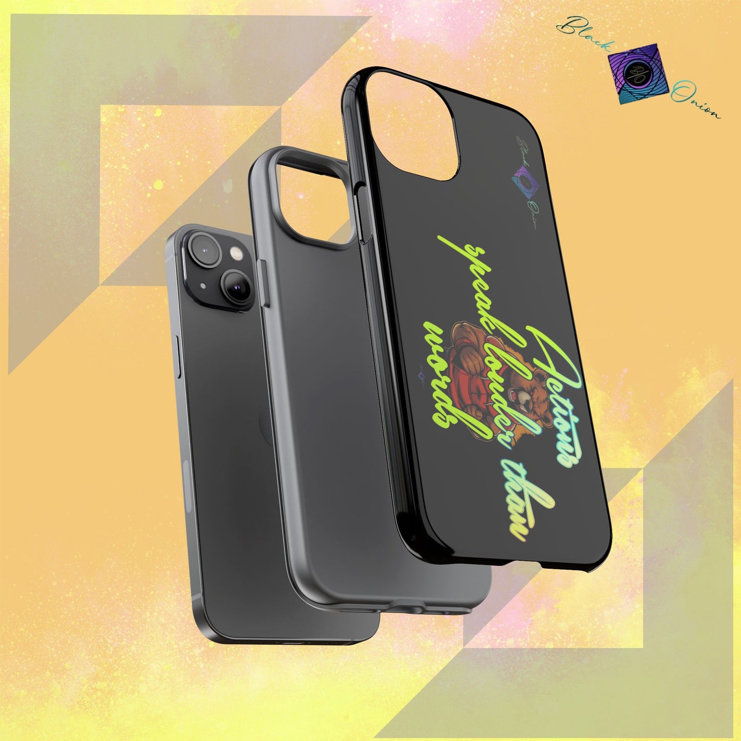 BlackOnion Brand New Phone Case - with Motivational Workout Motif ‘Actions speak lauder ‘💪🔥🫵