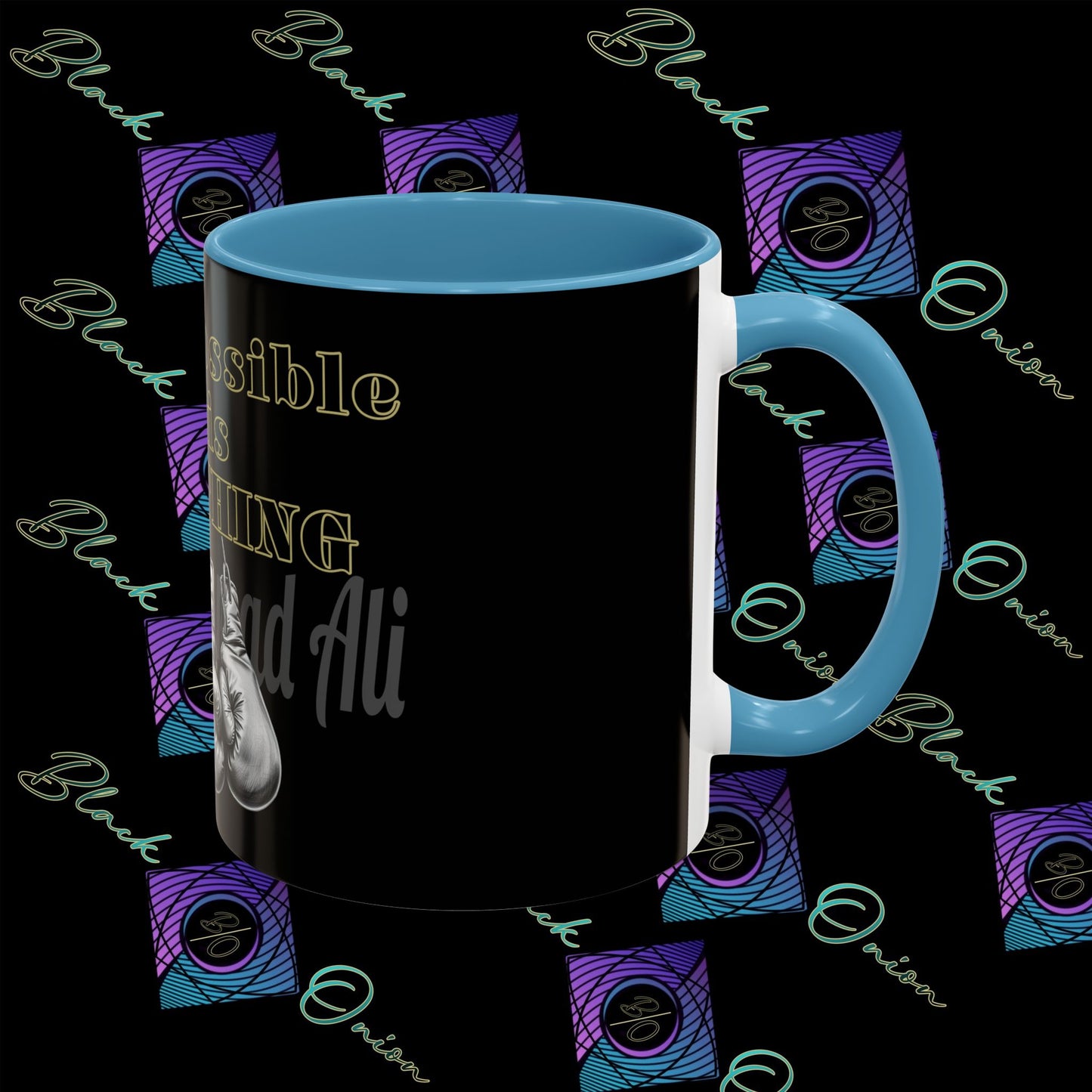 BlackOnion Coffee Mug 2 with Workout Motif ‘Impossible is NothingV2’🫵🔥💪