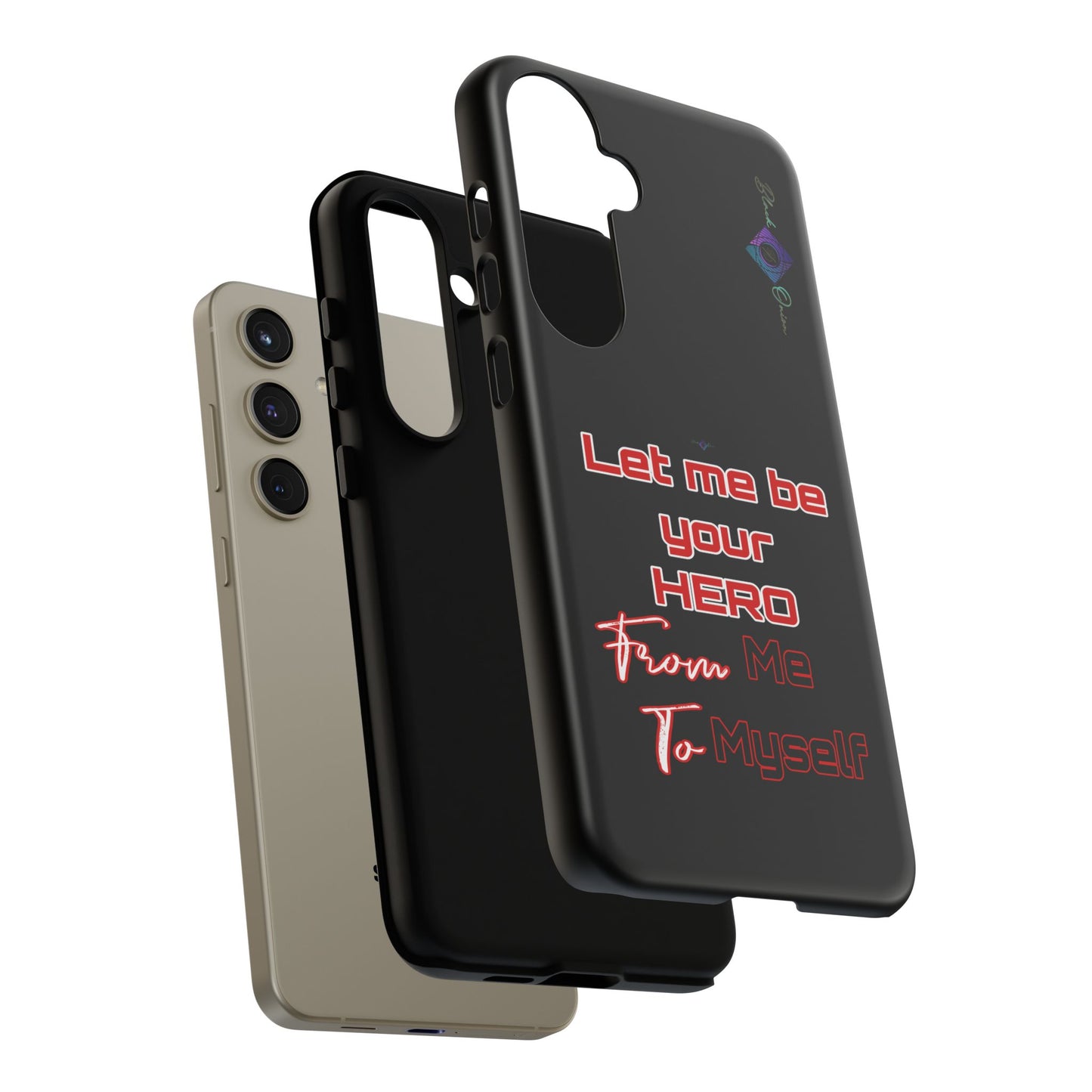 BlackOnion Brand New Phone Case - with Motivational Workout Motif’Let me be your Hero ‘💪🔥🫵