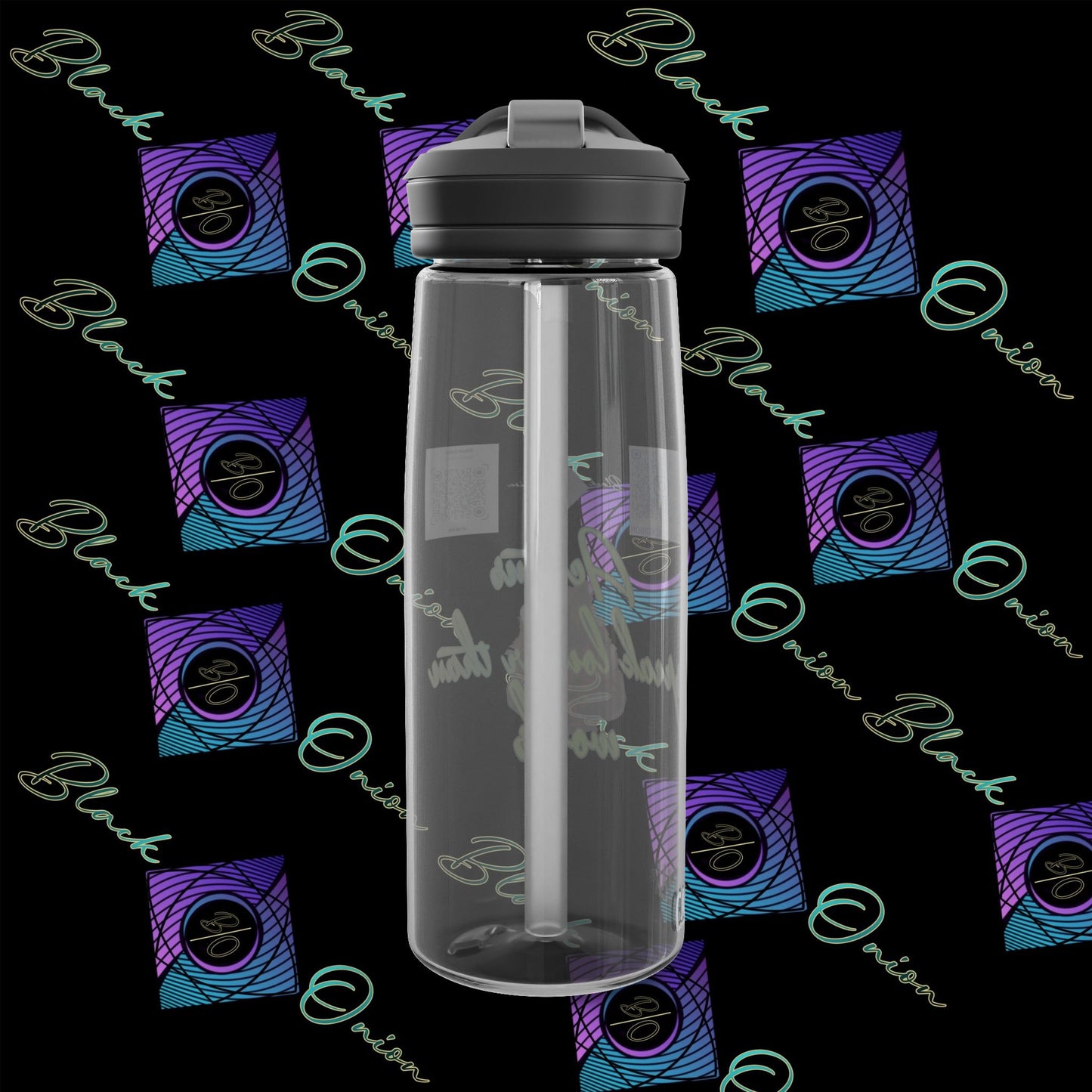CamelBak Eddy® Water Bottle with BlackOnion Brand and Workout Motif- "Actions Speak Louder Than Words" -25oz