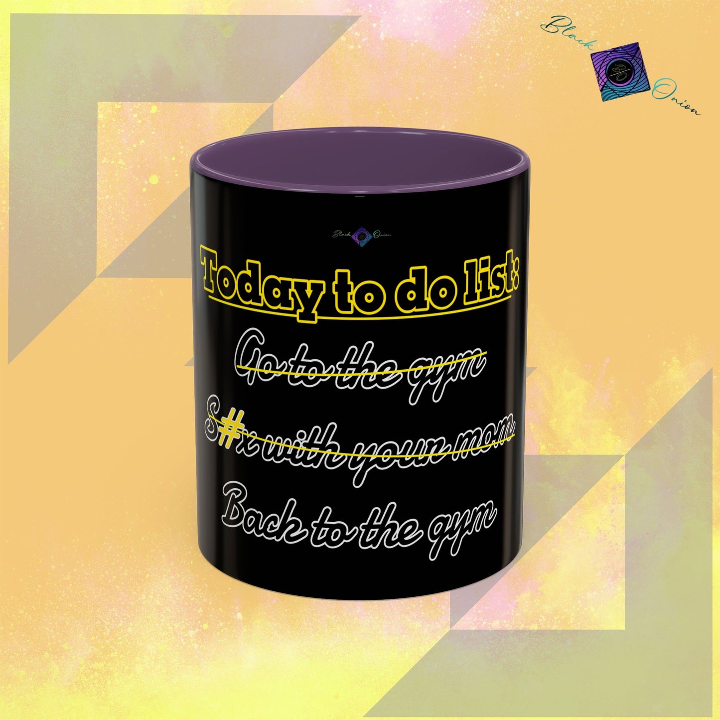BlackOnion Coffee Mug - 11oz with Workout Motif ‘Today To Do List ’🔥💪🫵
