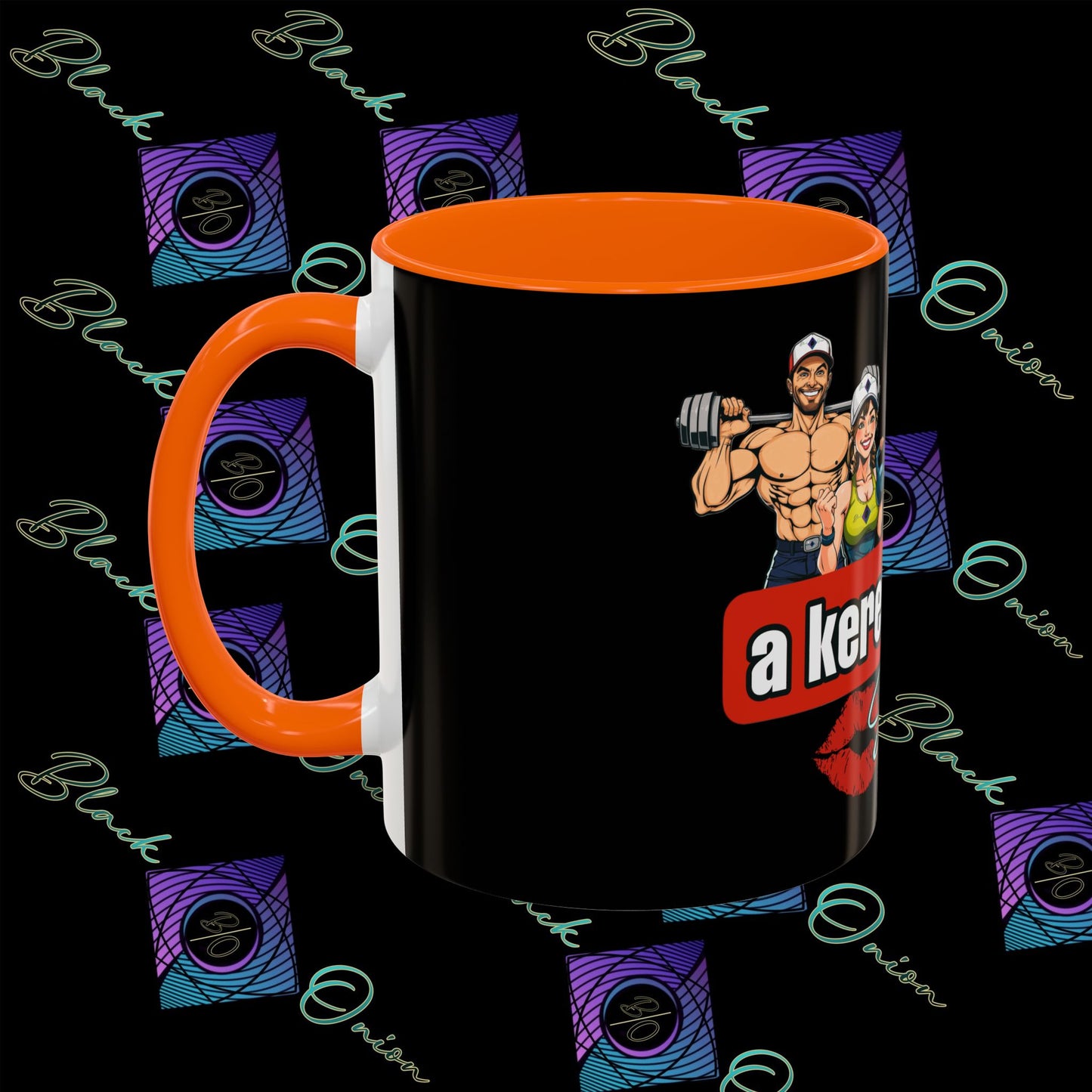 BlackOnion Coffee Mug Serial 2 with Workout Motif ‘Az igazi férfiak a kerek popsit szeretik ‘🫵🔥💪