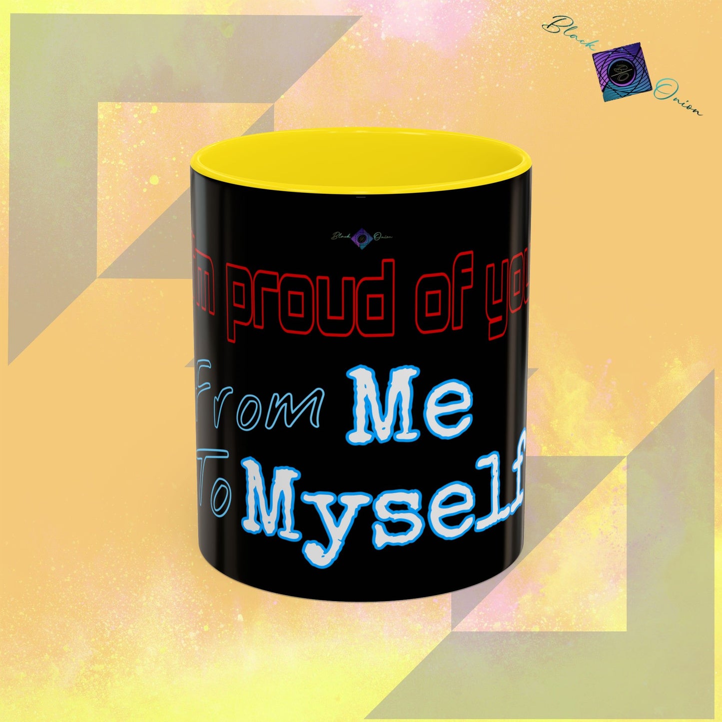 BlackOnion Coffee Mug - 11oz with workout motif ‘I’m proud of you’🔥💪🫵