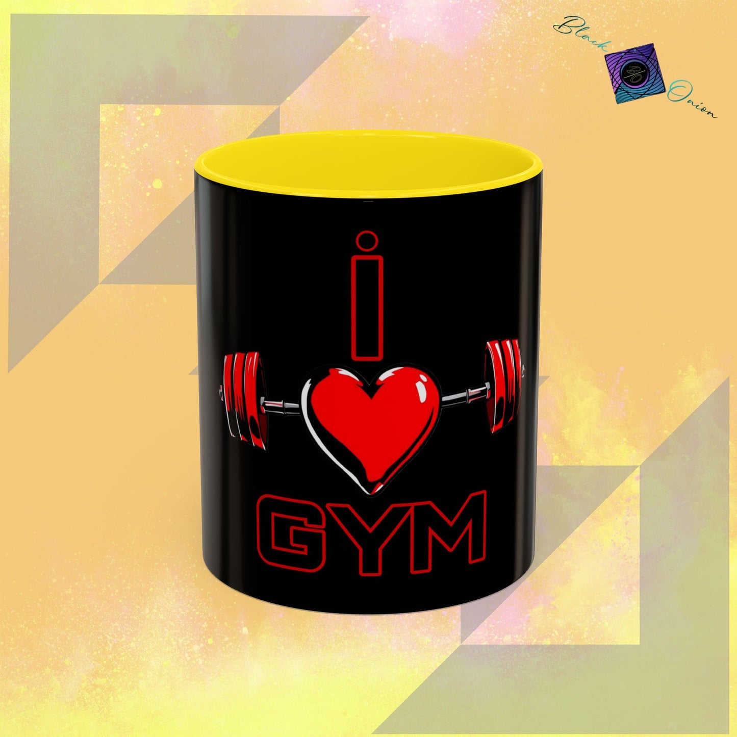 BlackOnion Coffee Mug - 11oz with Workout Motif ‘I Love Gym’🔥💪🫵