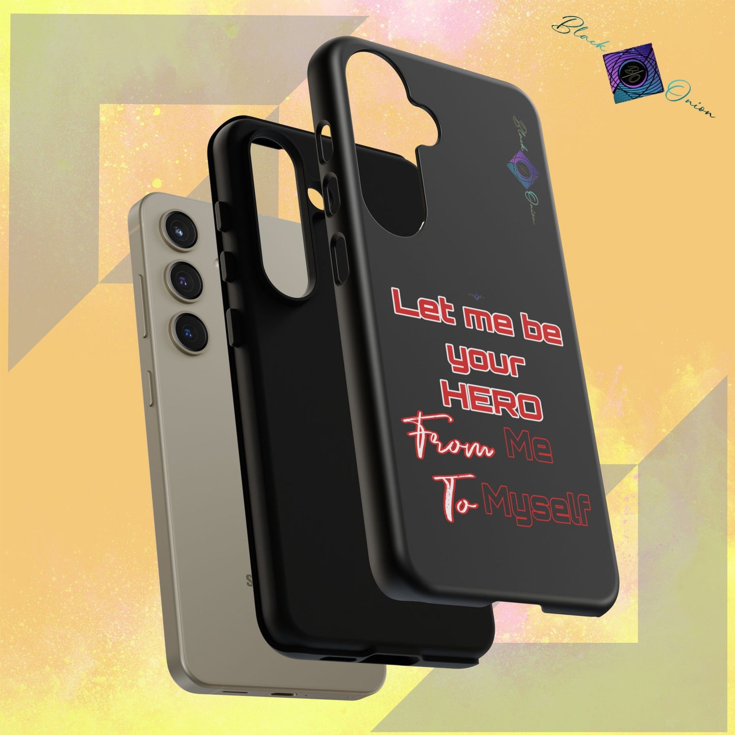 BlackOnion Brand New Phone Case - with Motivational Workout Motif’Let me be your Hero ‘💪🔥🫵