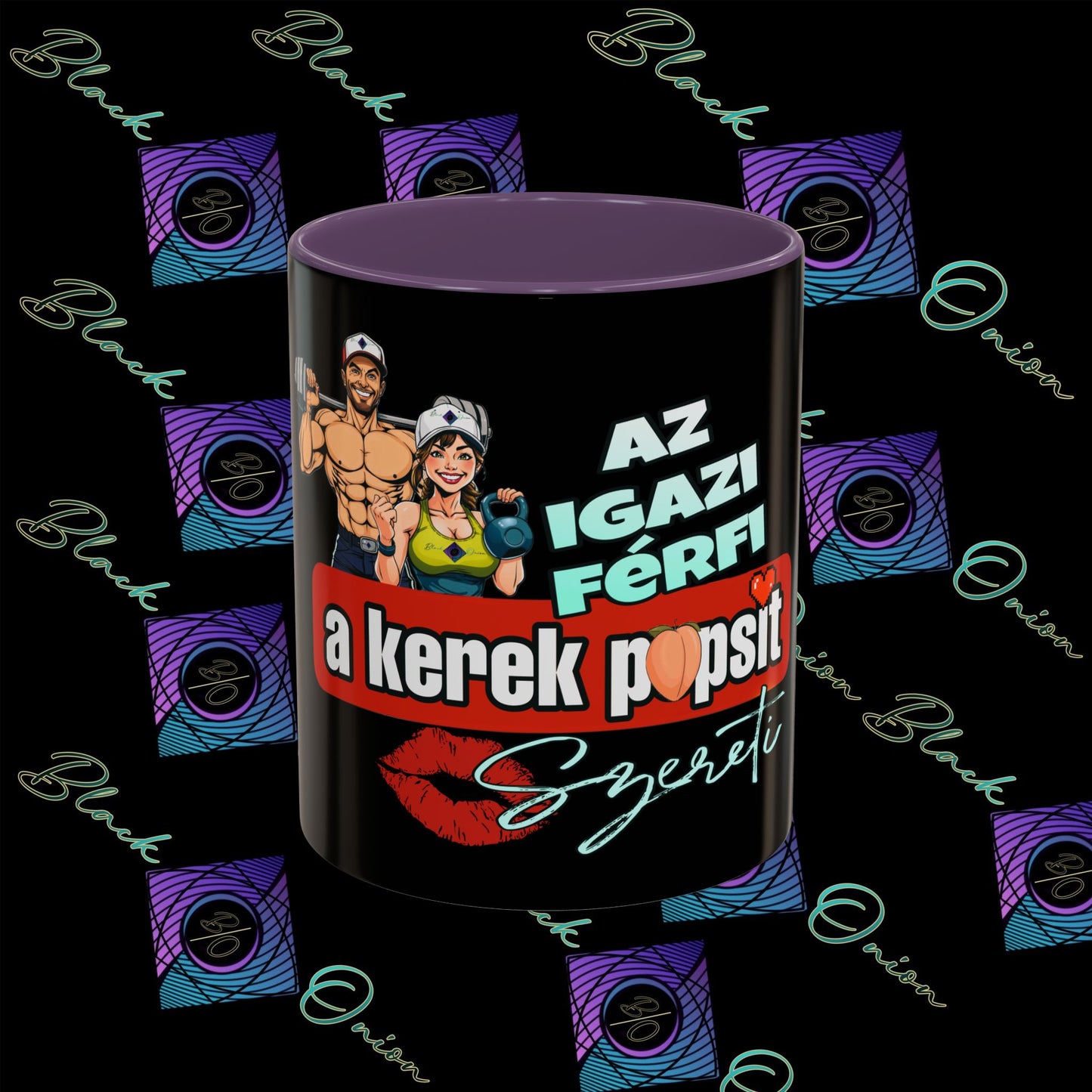 BlackOnion Coffee Mug - 11oz with Workout Motif ‘Az igazi férfi’🔥💪🫵
