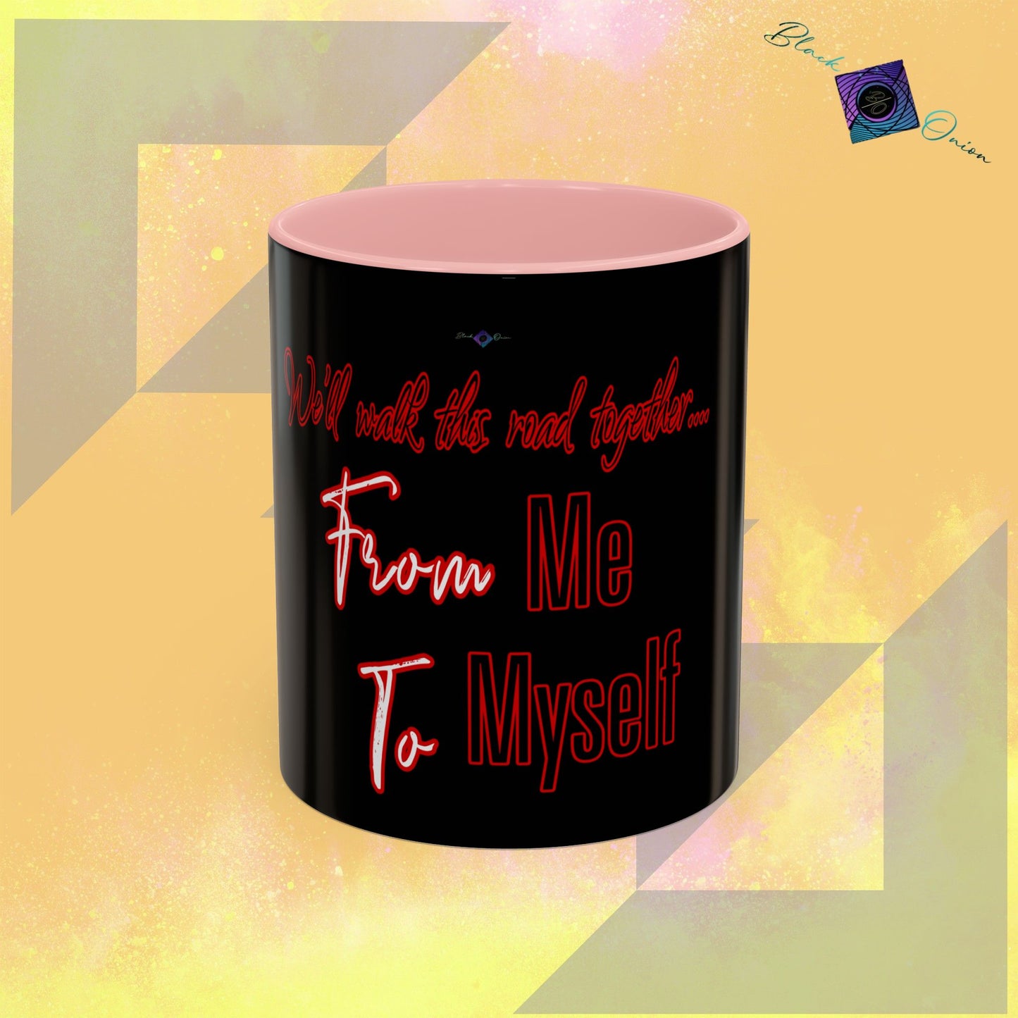 BlackOnion Coffee Mug - 11oz with Workout Motif ‘We’ll walk this road together’🔥💪🫵