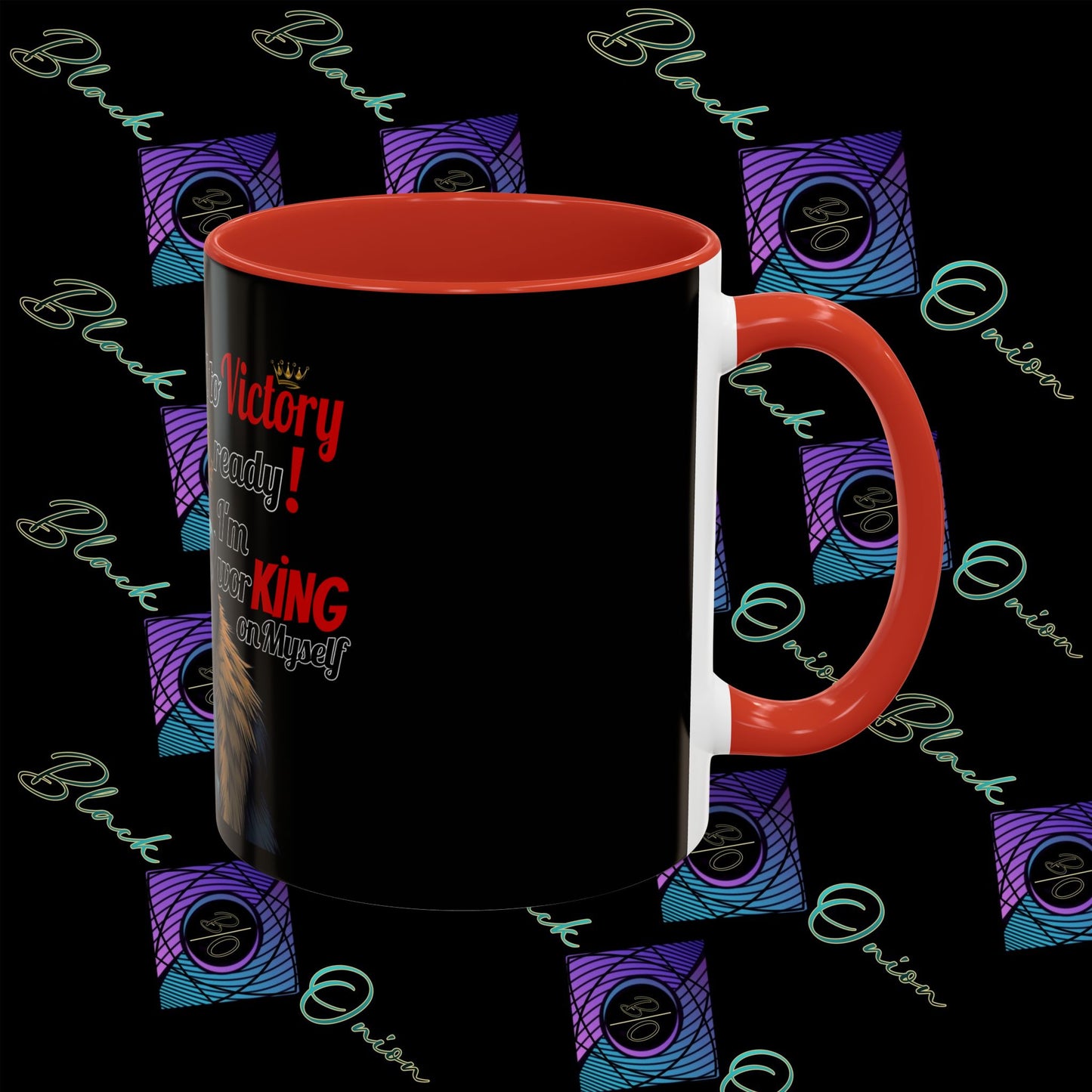 BlackOnion Coffee Mug - 11oz with Workout Motif ‘Victory 👑’🔥💪🫵
