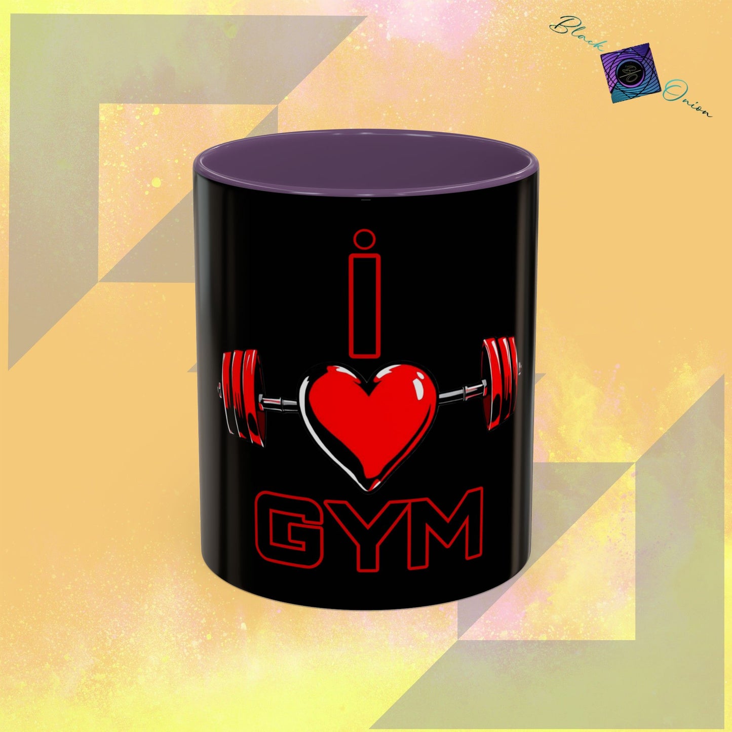BlackOnion Coffee Mug - 11oz with Workout Motif ‘I Love Gym’🔥💪🫵