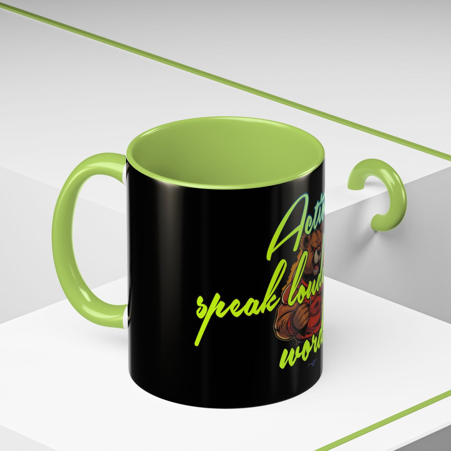 BlackOnion Coffee Mug 2 with Workout Motif ‘Actions speak lauder than words V2’🫵🔥💪