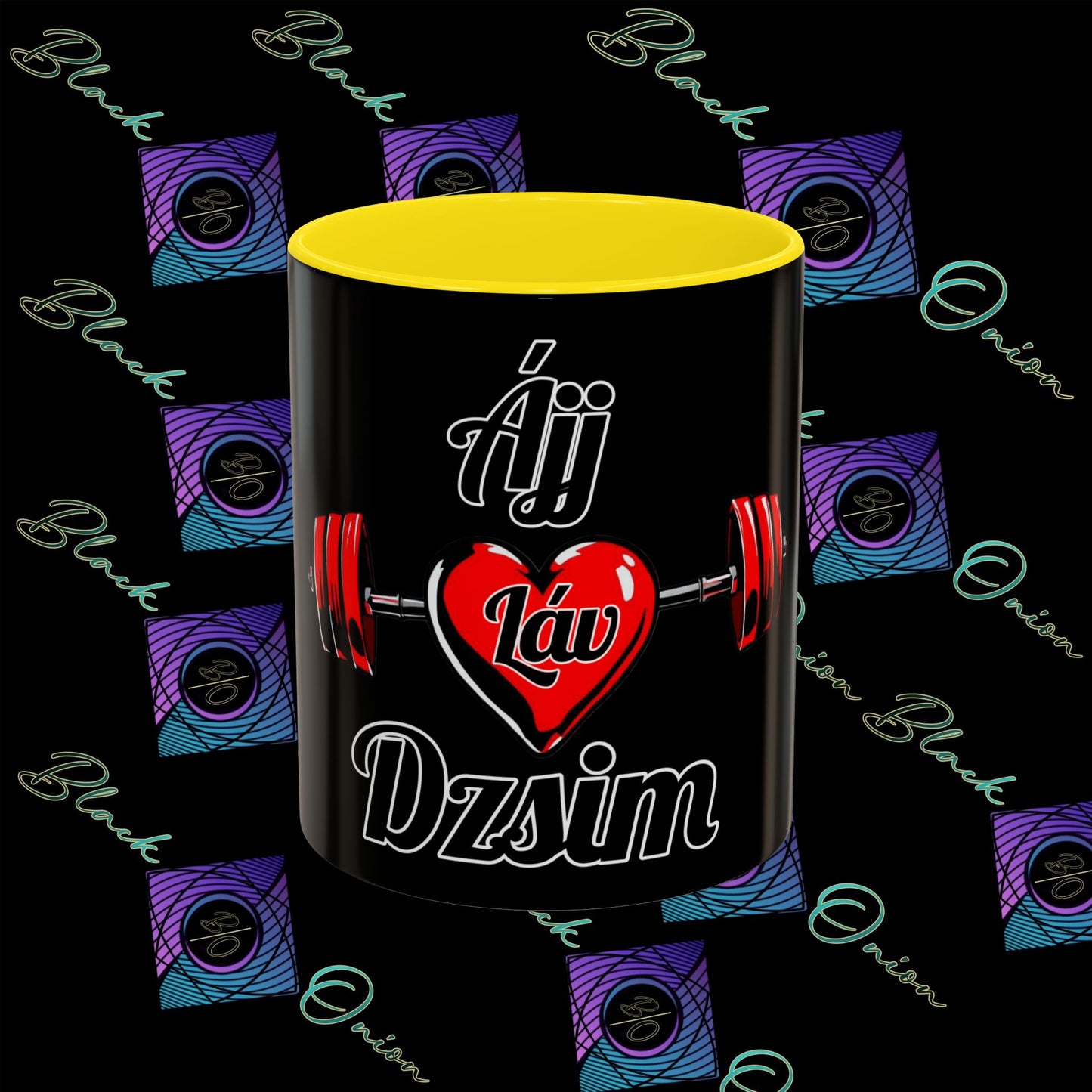 BlackOnion Coffee Mug - 11oz with Workout Motif ‘ÁjjLávDzsi’🔥💪🫵