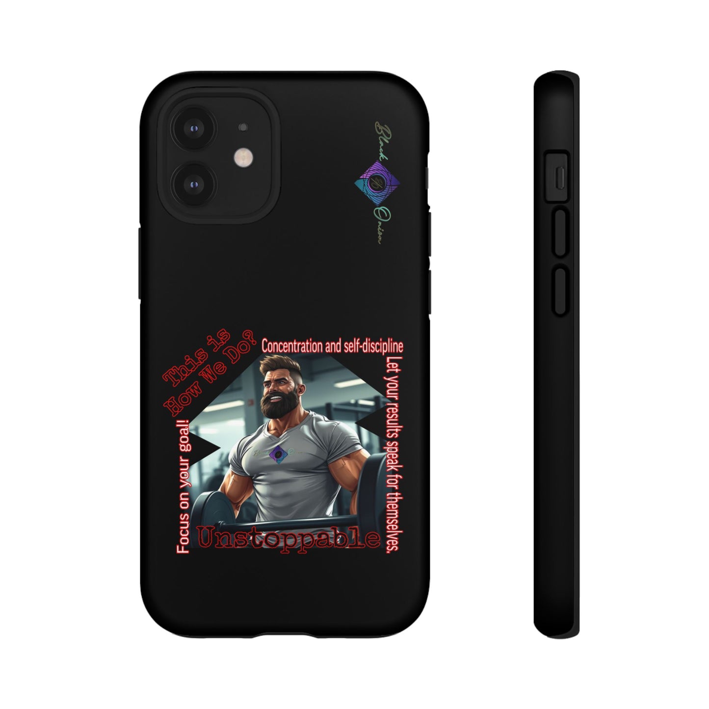 BlackOnion Brand New Phone Case - with Motivational Workout Motif’Unstoppable ‘💪🔥🫵