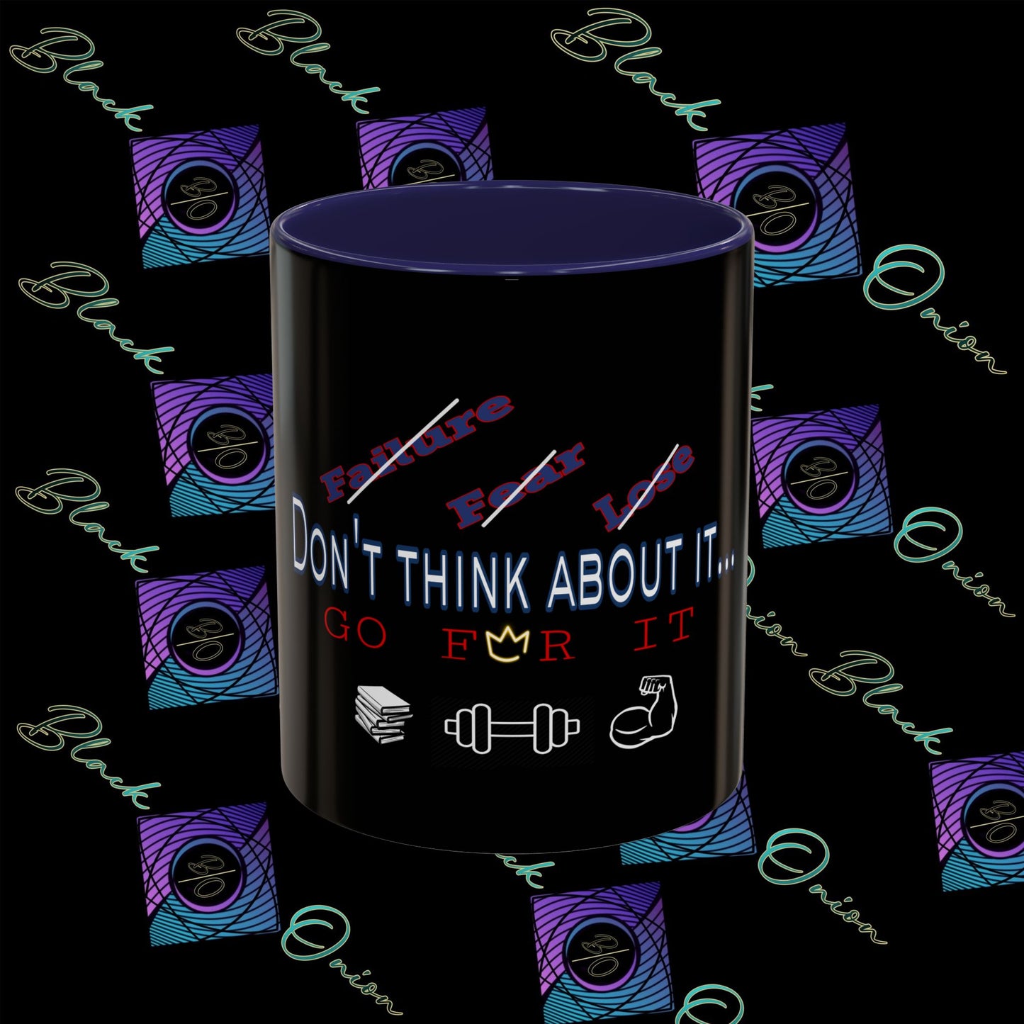 BlackOnion Coffee Mug Serial 2 with Workout Motif ‘Don’t think ‘🫵🔥💪
