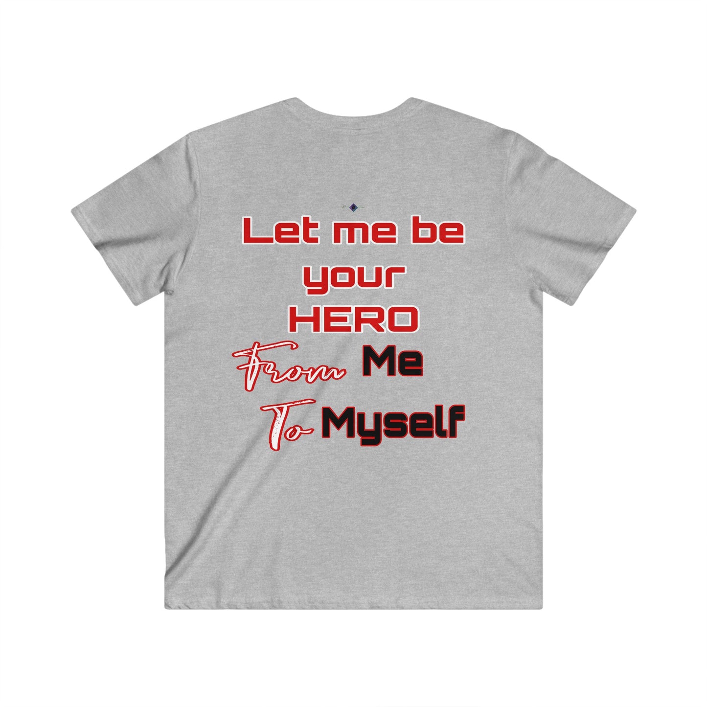 BlackOnion Men's V-Neck T-Shirt with Workout Motif ‘Let me be your Hero’💪🔥🫵
