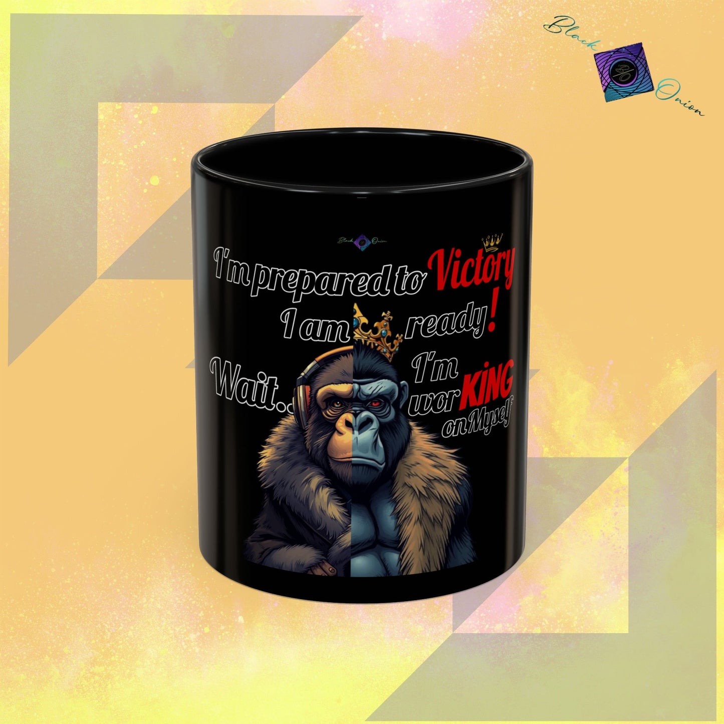 BlackOnion Coffee Mug 2 with Workout Motif ‘Victory V2’🫵🔥💪