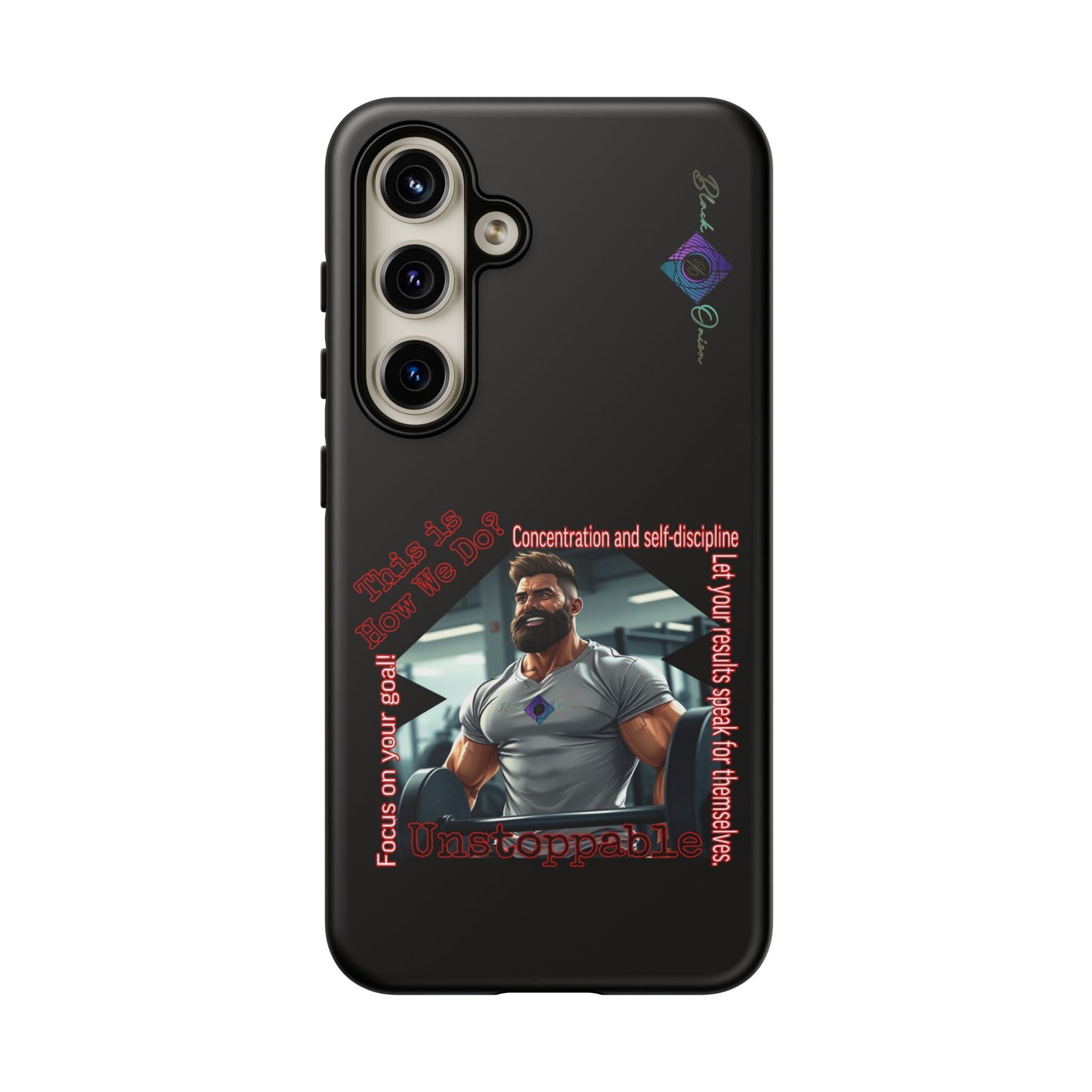 BlackOnion Brand New Phone Case - with Motivational Workout Motif’Unstoppable ‘💪🔥🫵