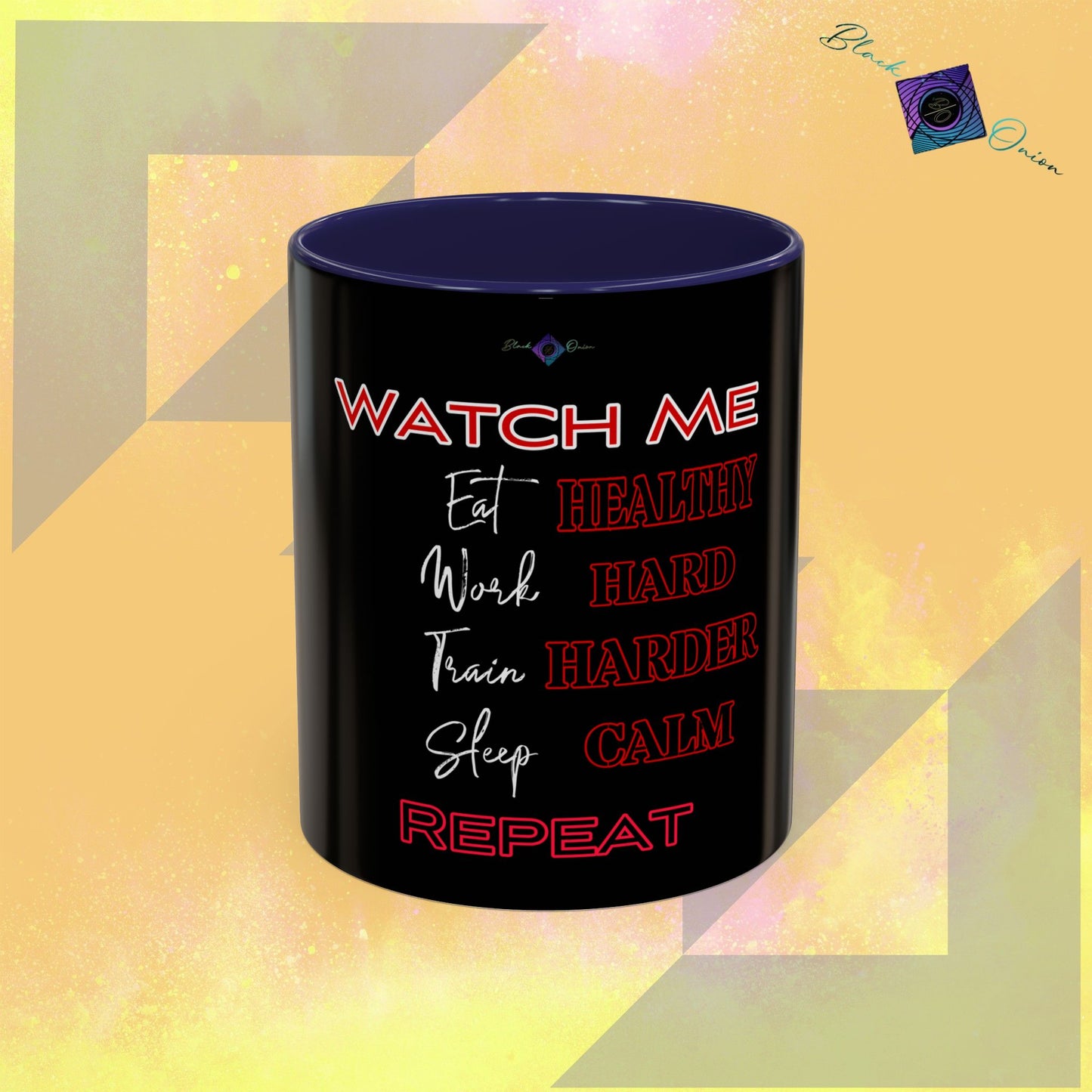 BlackOnion Coffee Mug - 11oz with workout motif ‘Watch Me’🔥💪🫵