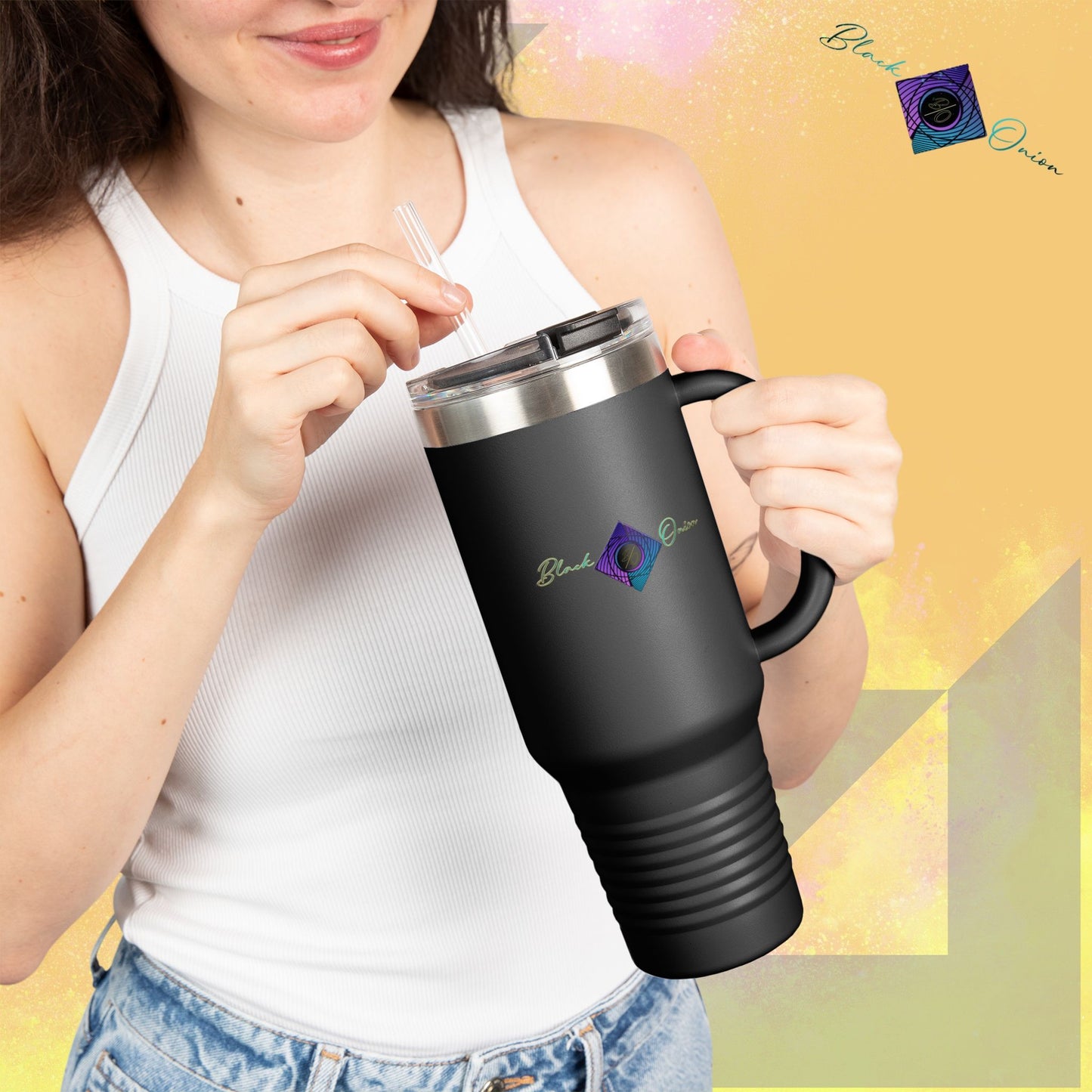 BlackOnion Travel Mug - 40oz with Straw