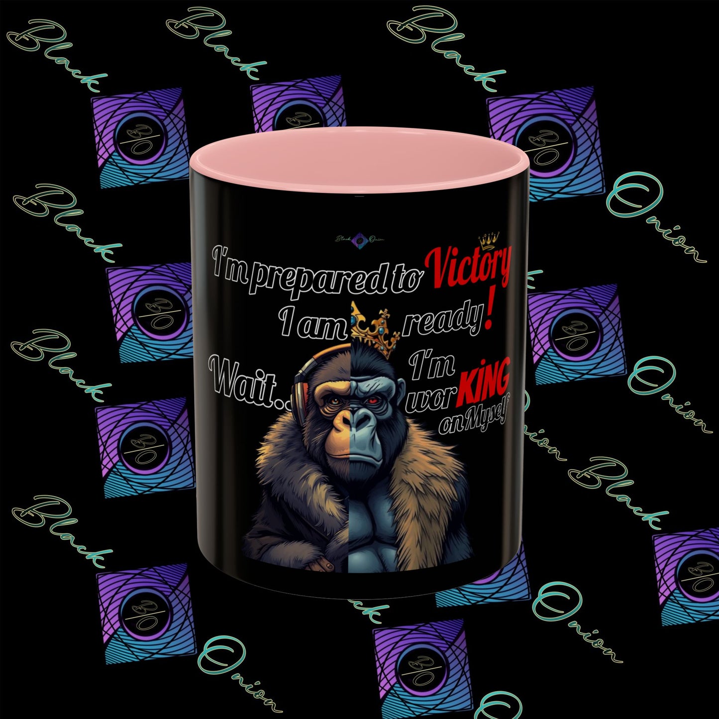 BlackOnion Coffee Mug 2 with Workout Motif ‘Victory V2’🫵🔥💪