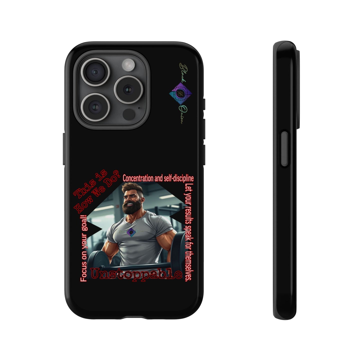 BlackOnion Brand New Phone Case - with Motivational Workout Motif’Unstoppable ‘💪🔥🫵