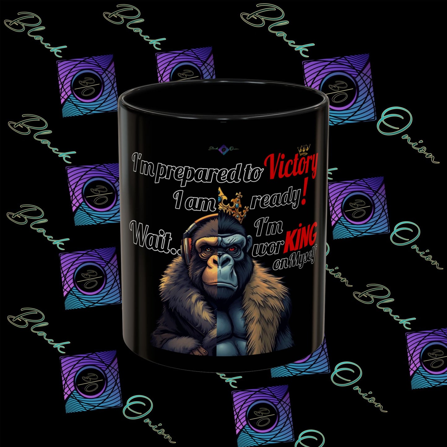 BlackOnion Coffee Mug 2 with Workout Motif ‘Victory V2’🫵🔥💪