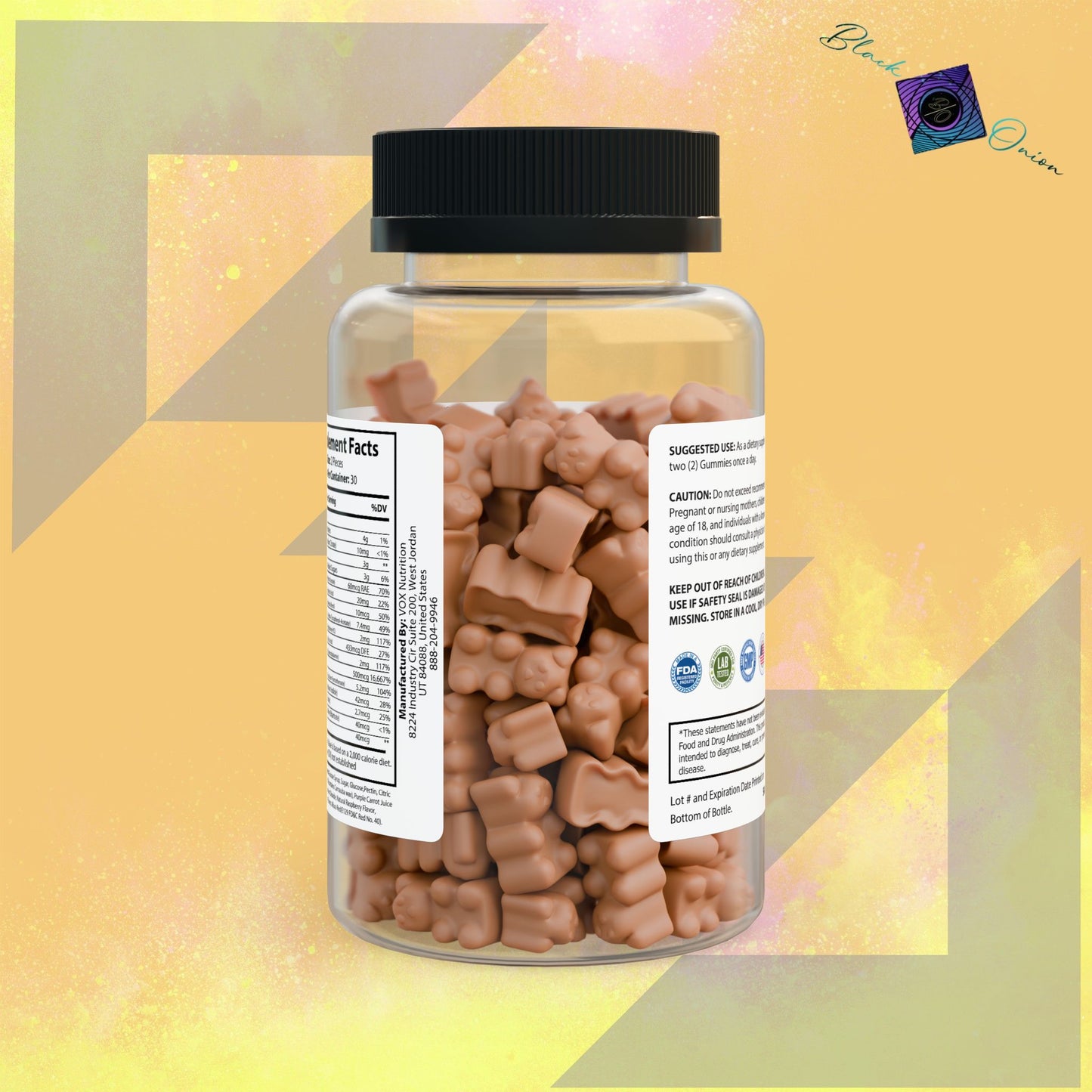 BlackOnion Hair Vitamin Gummies (60 Gummies) with Workout Motif 💪🫵🔥
