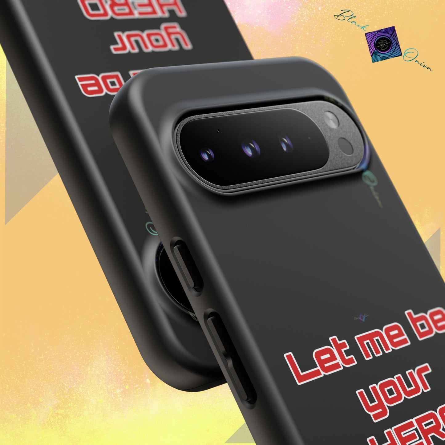 BlackOnion Brand New Phone Case - with Motivational Workout Motif’Let me be your Hero ‘💪🔥🫵
