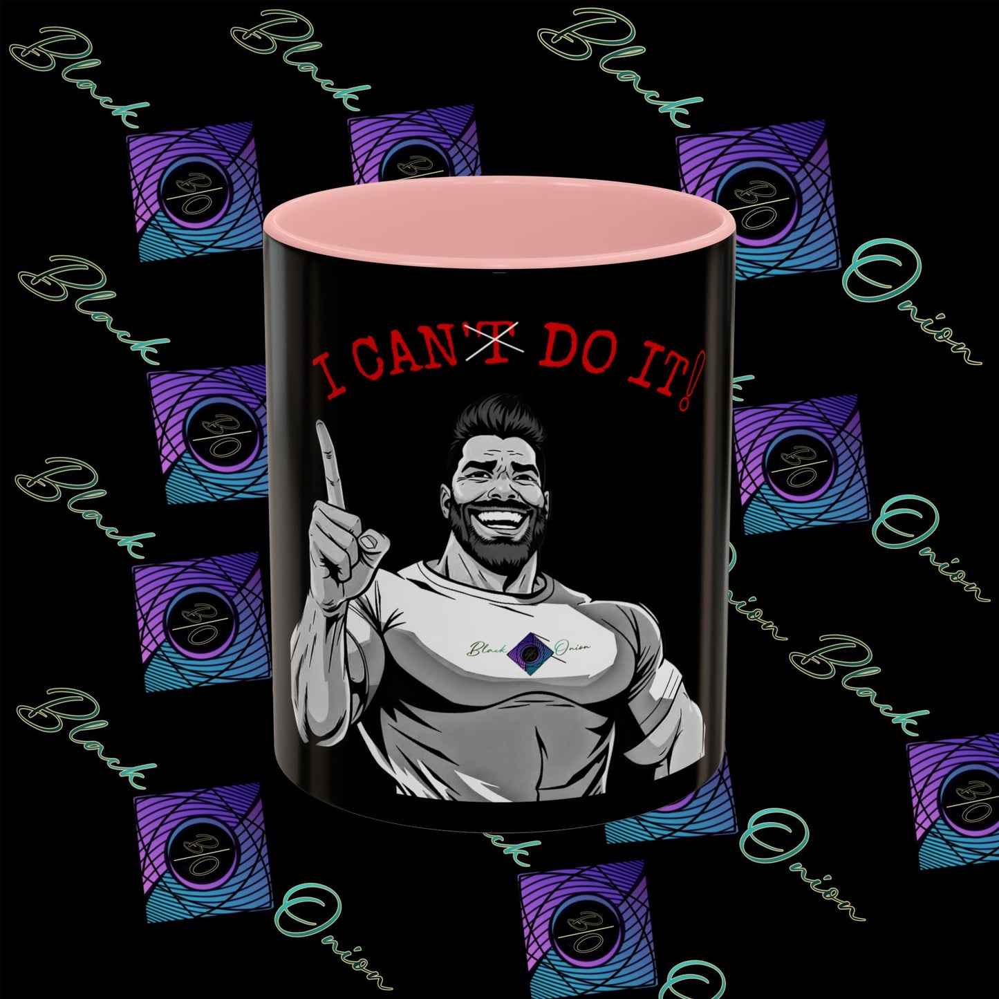 BlackOnion Coffee Mug - 11oz with Workout Motif ‘I Can Do It ’🔥💪🫵
