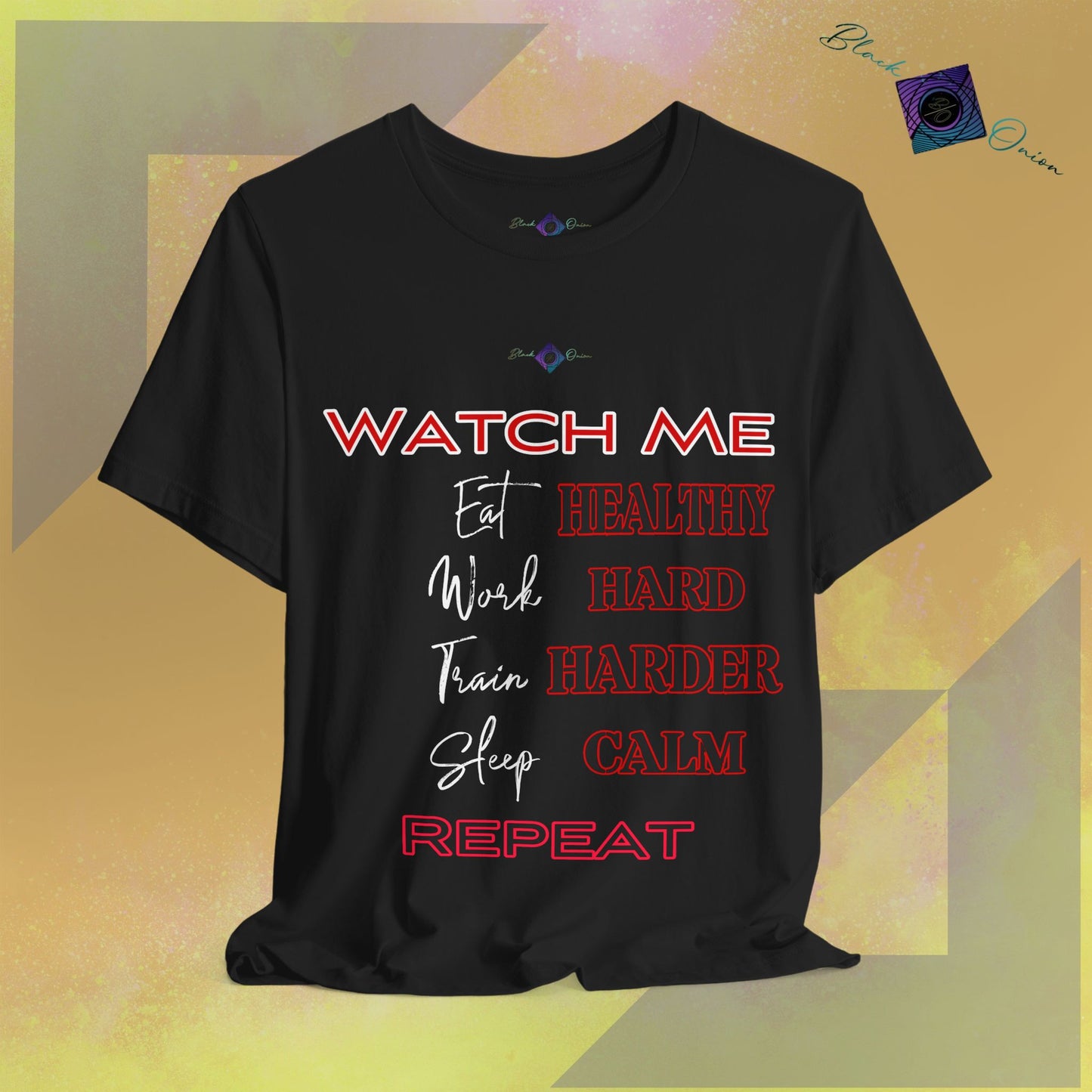 BlackOnion T-Shirt with Workout Motif V2 “Watch Me" 💪🔥