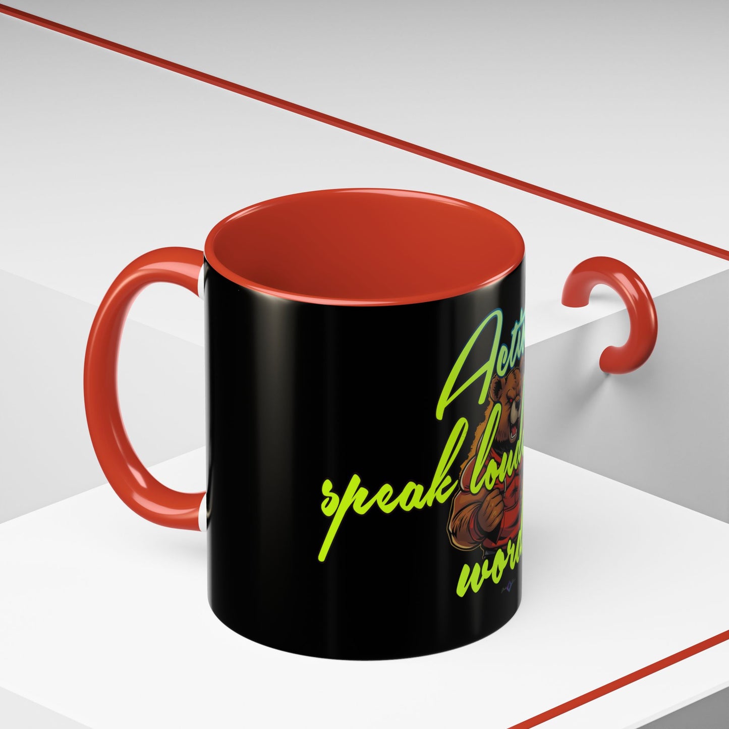 BlackOnion Coffee Mug - 11oz with Workout Motif ‘Actions speak lauder than words’🔥💪🫵