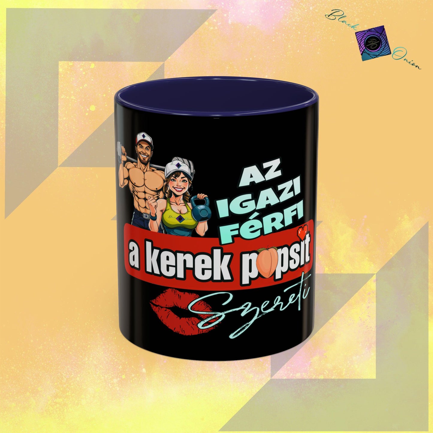BlackOnion Coffee Mug - 11oz with Workout Motif ‘Az igazi férfi’🔥💪🫵