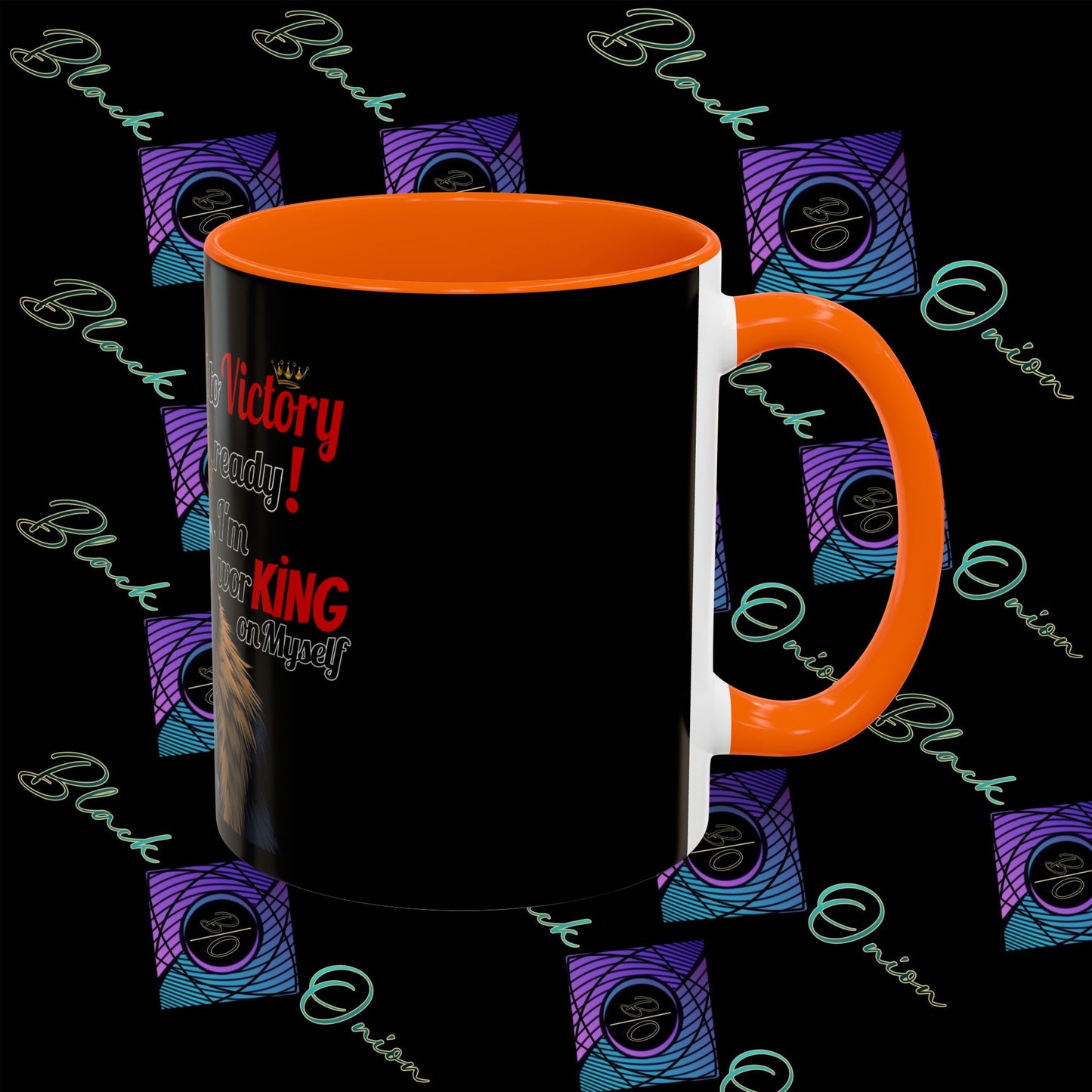 BlackOnion Coffee Mug - 11oz with Workout Motif ‘Victory 👑’🔥💪🫵