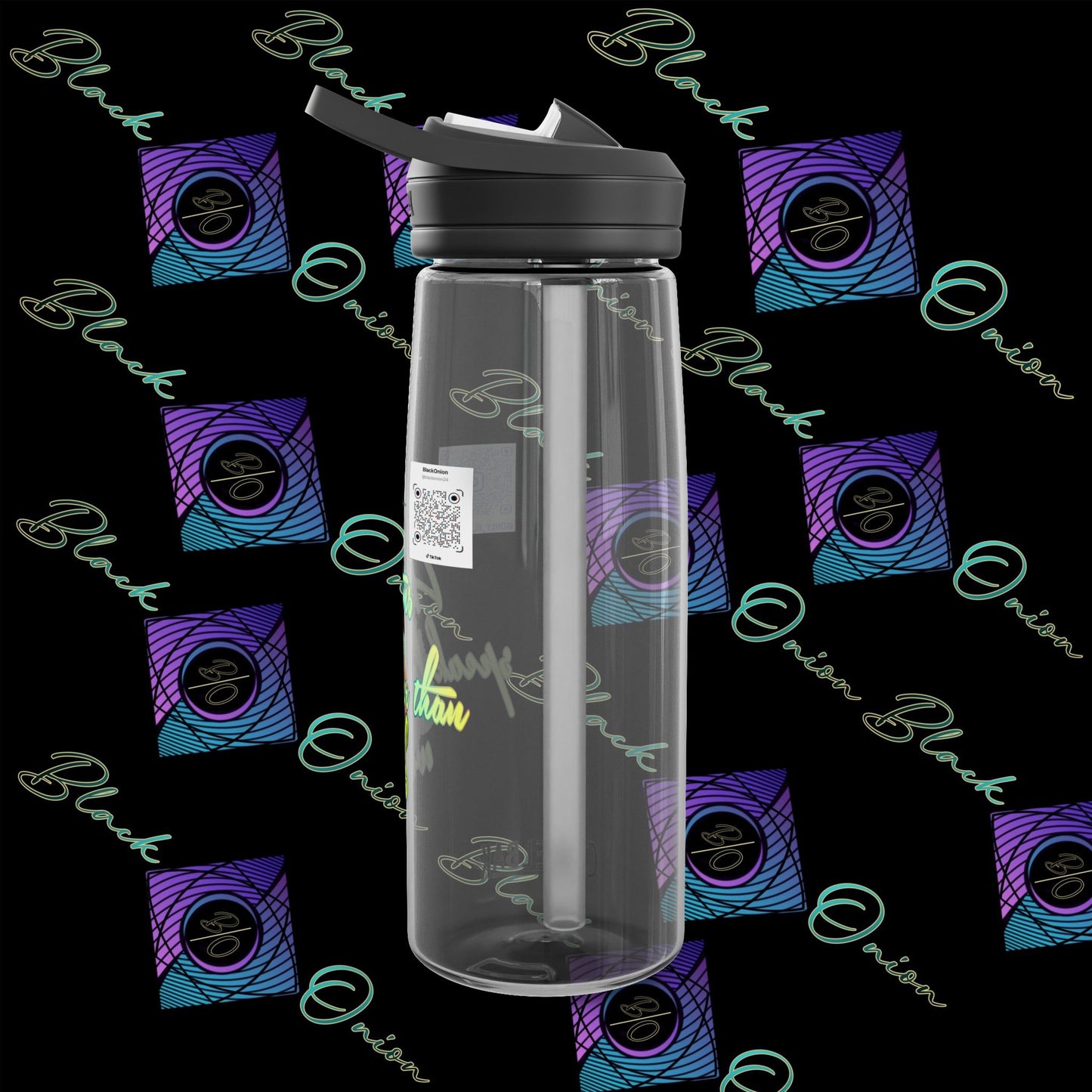 CamelBak Eddy® Water Bottle with BlackOnion Brand and Workout Motif- "Actions Speak Louder Than Words" -25oz