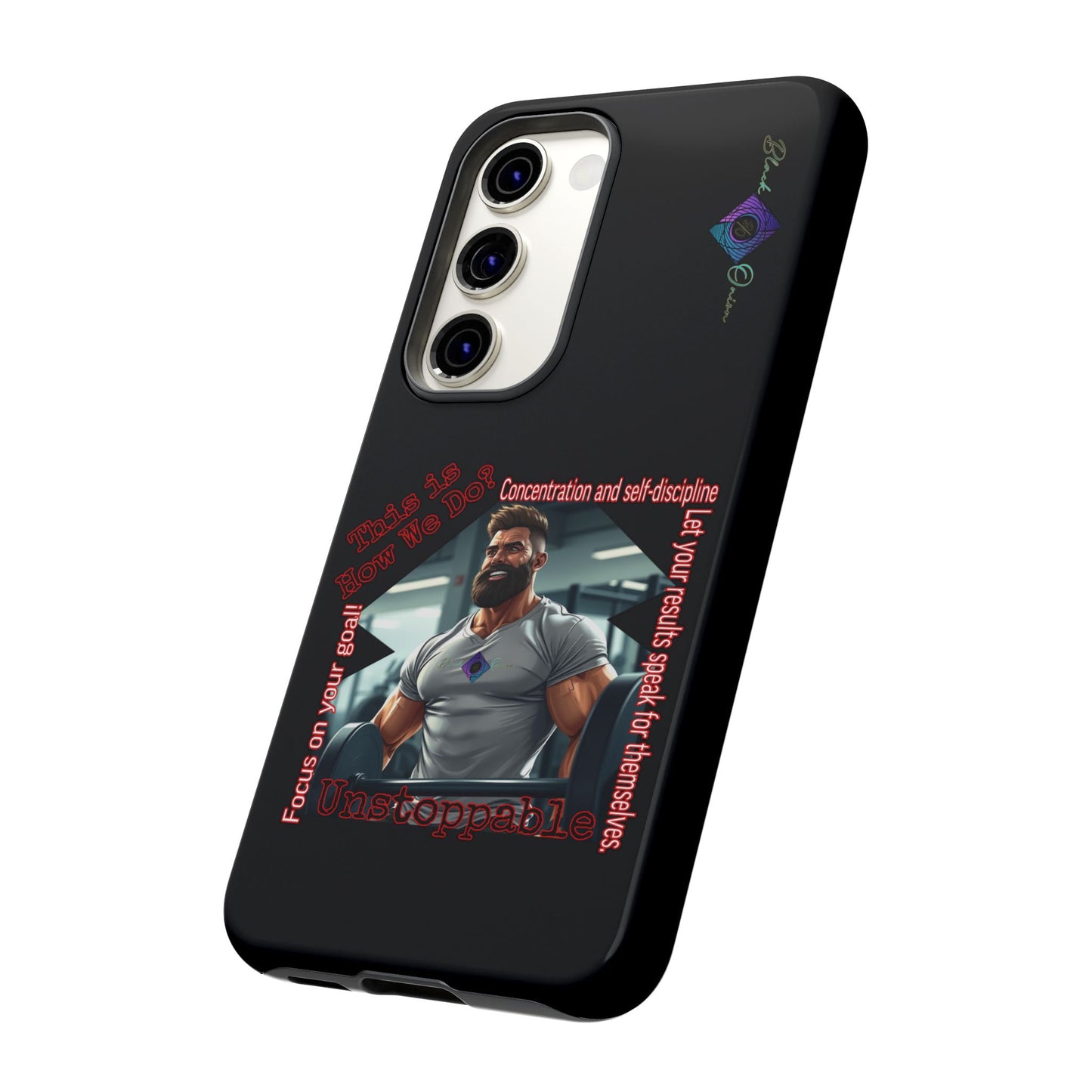 BlackOnion Brand New Phone Case - with Motivational Workout Motif’Unstoppable ‘💪🔥🫵