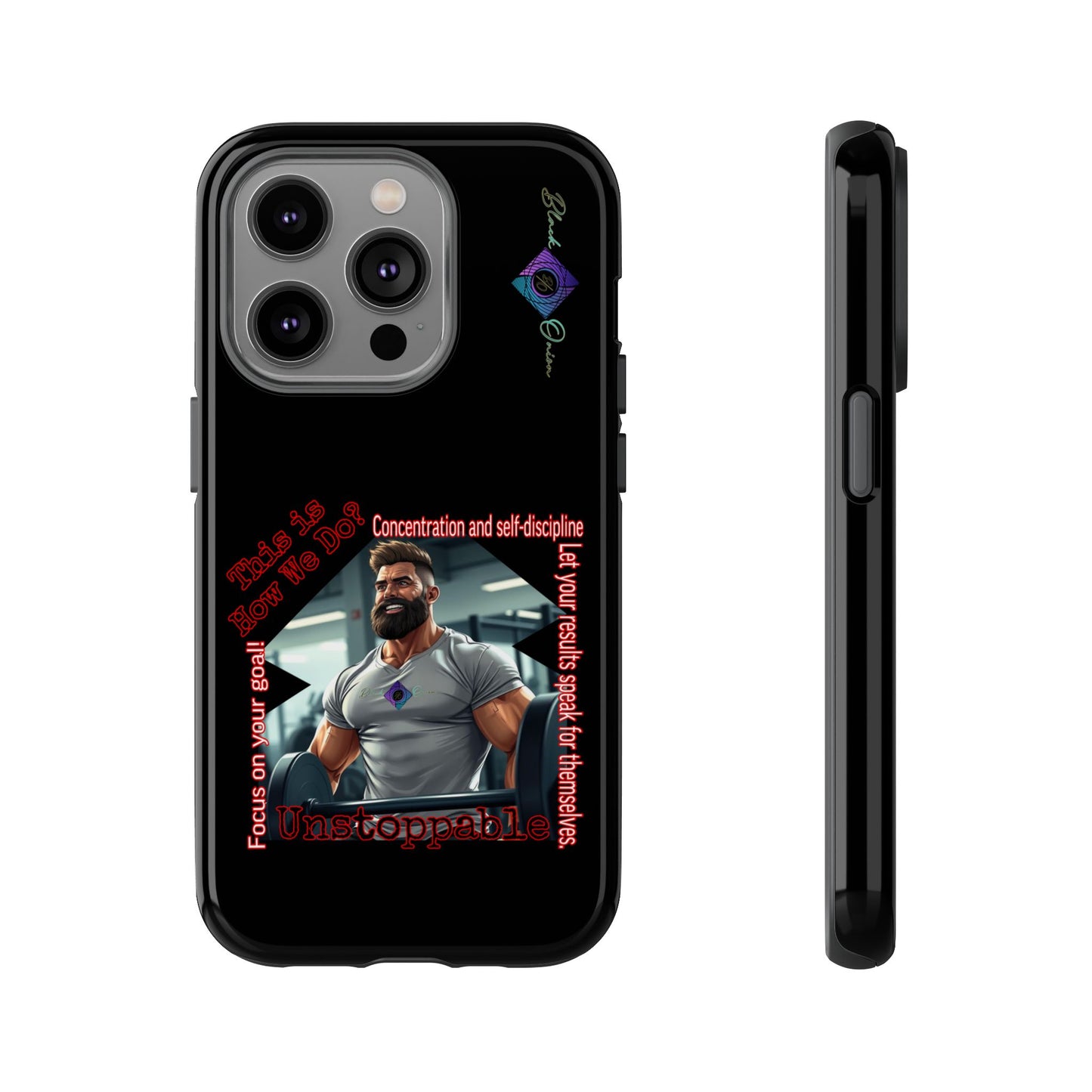 BlackOnion Brand New Phone Case - with Motivational Workout Motif’Unstoppable ‘💪🔥🫵