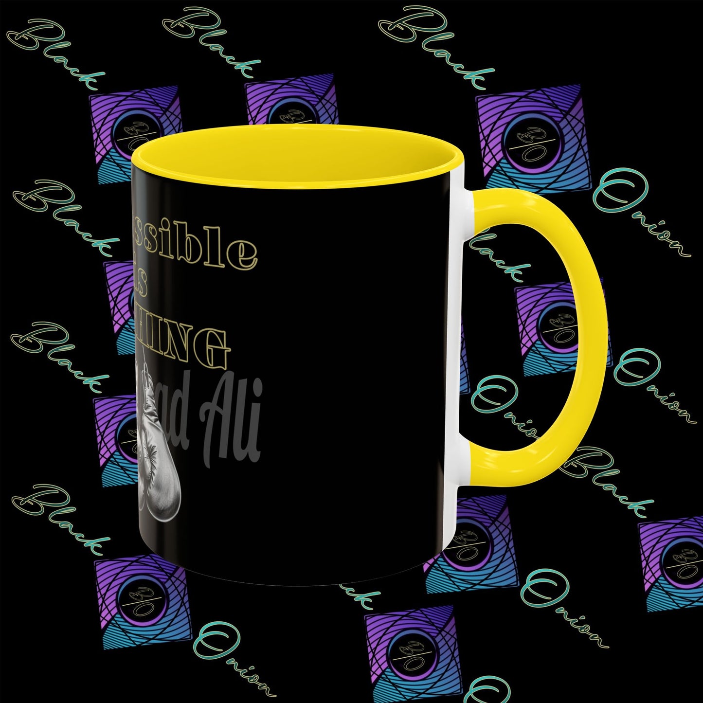 BlackOnion Coffee Mug 2 with Workout Motif ‘Impossible is NothingV2’🫵🔥💪