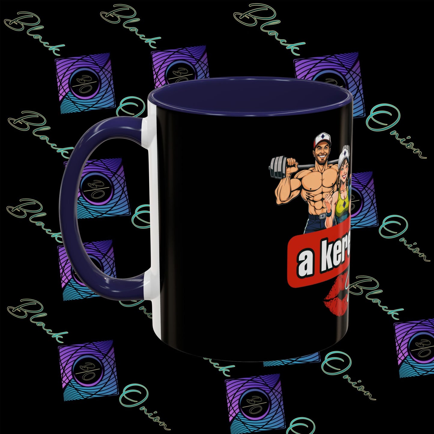 BlackOnion Coffee Mug Serial 2 with Workout Motif ‘Az igazi férfiak a kerek popsit szeretik ‘🫵🔥💪