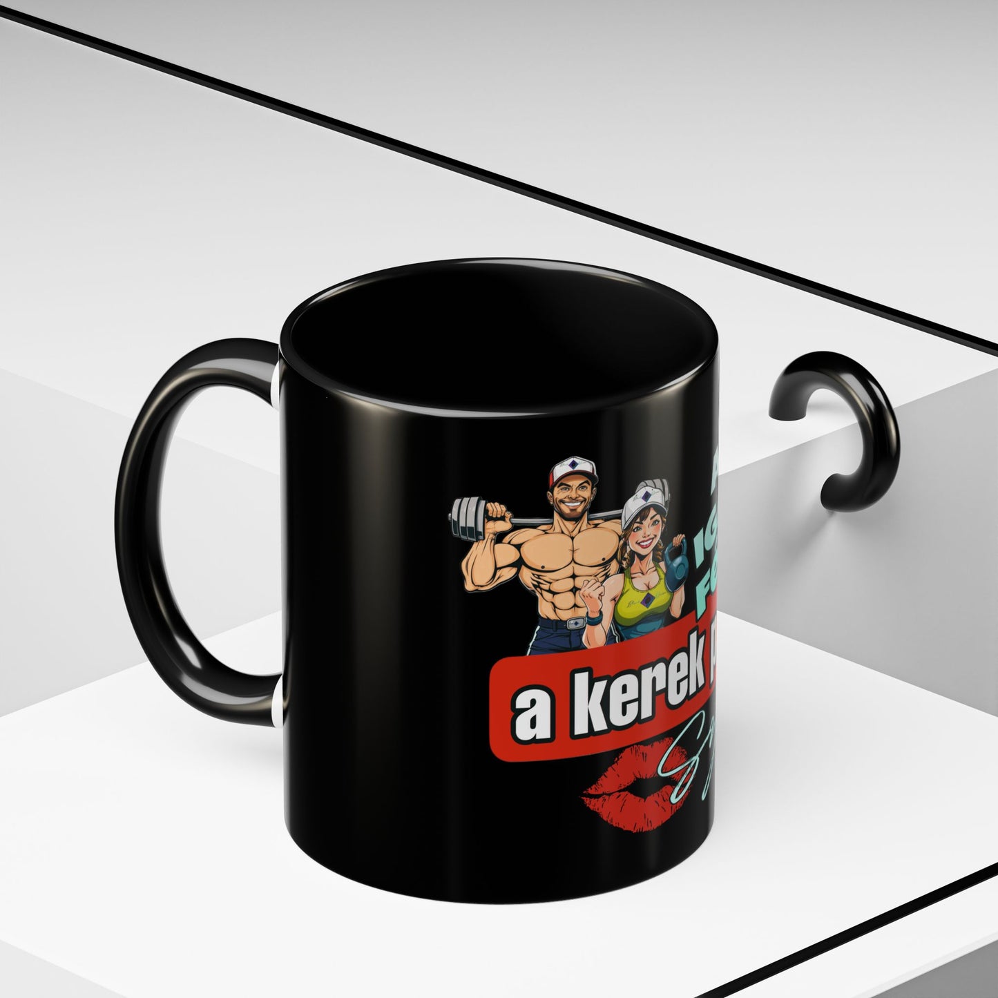 BlackOnion Coffee Mug Serial 2 with Workout Motif ‘Az igazi férfiak a kerek popsit szeretik ‘🫵🔥💪